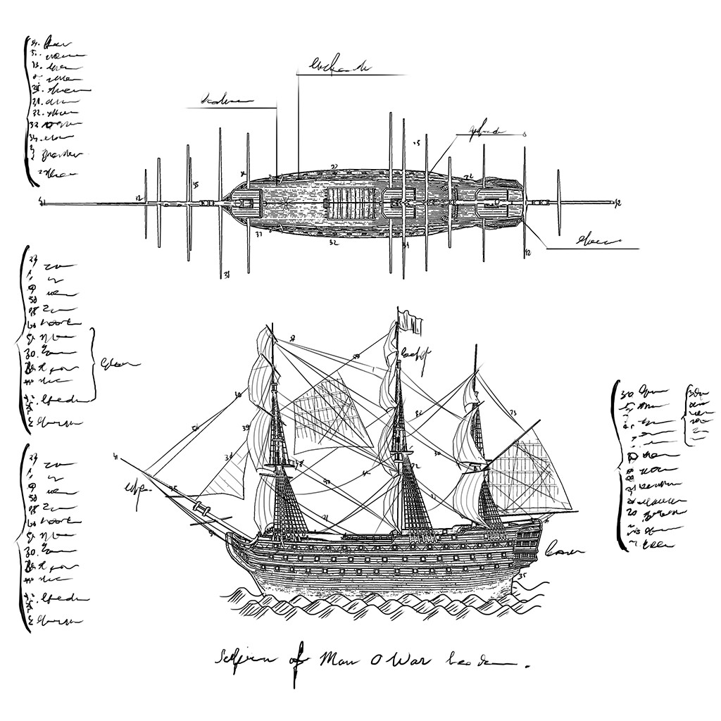Ship blueprint to be put on a 3d treasure item in the original game.