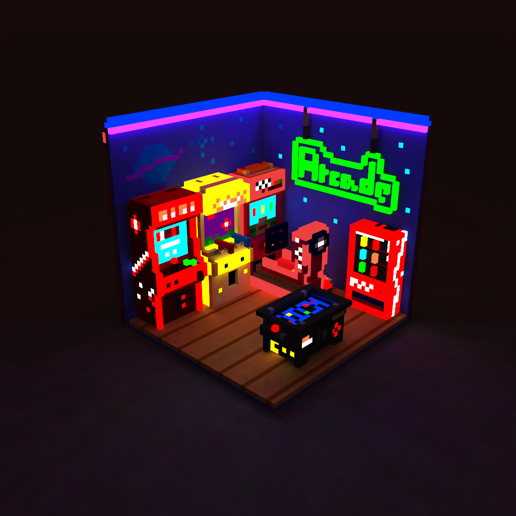 Pixel Jeff Arcade Room Night Version Artistic, pixel art, red, no people, night, beauty in nature.