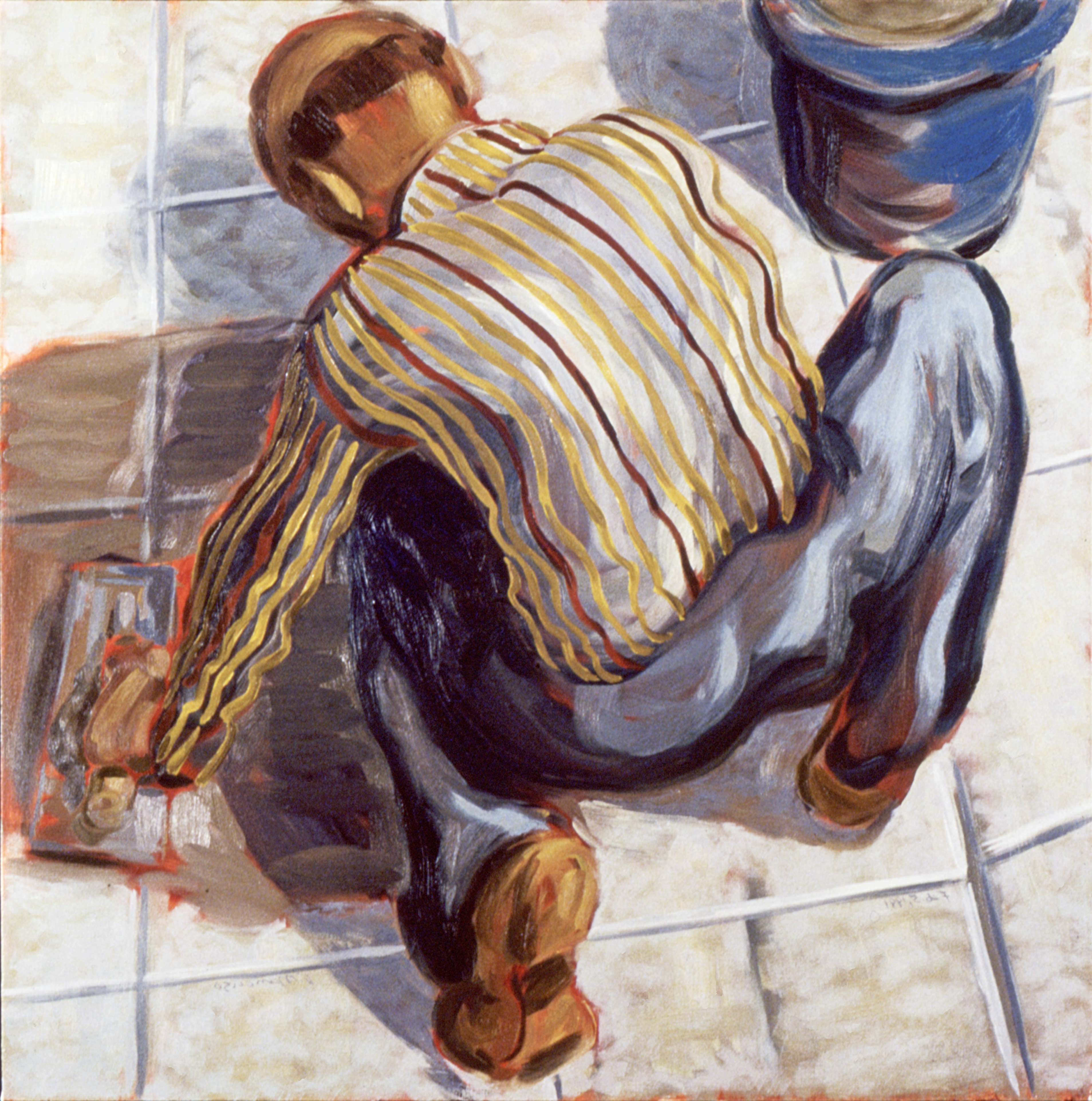 WORK IS THE CONDITION FOR EQUALITY #1, painted by Vince Mancuso in 1991, oil on canvas 4x5 feet