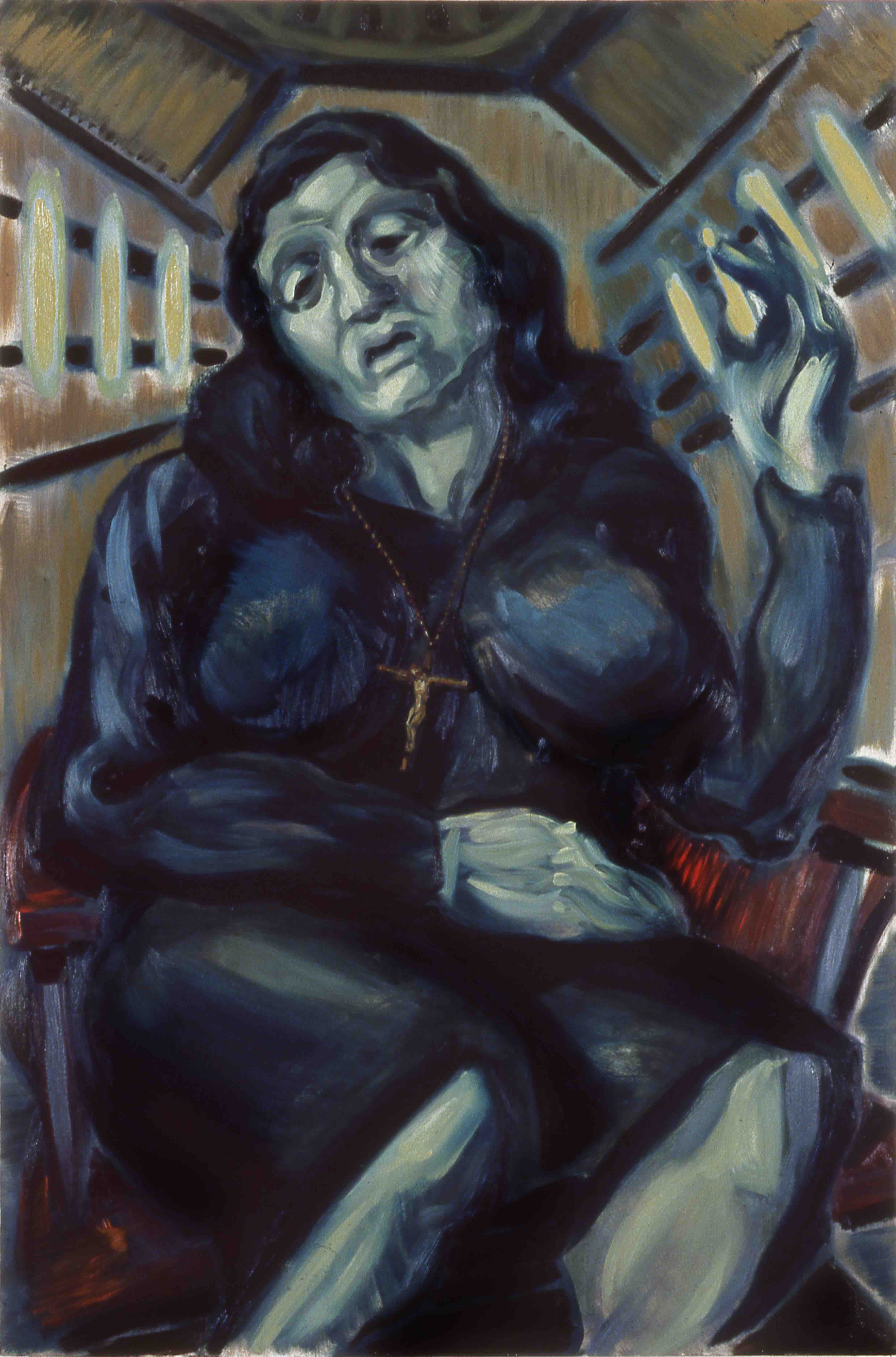 THE PROFESSIONAL MOURNER, painted by Vince Mancuso in 1990, oil on canvas 4x6 feet. Available