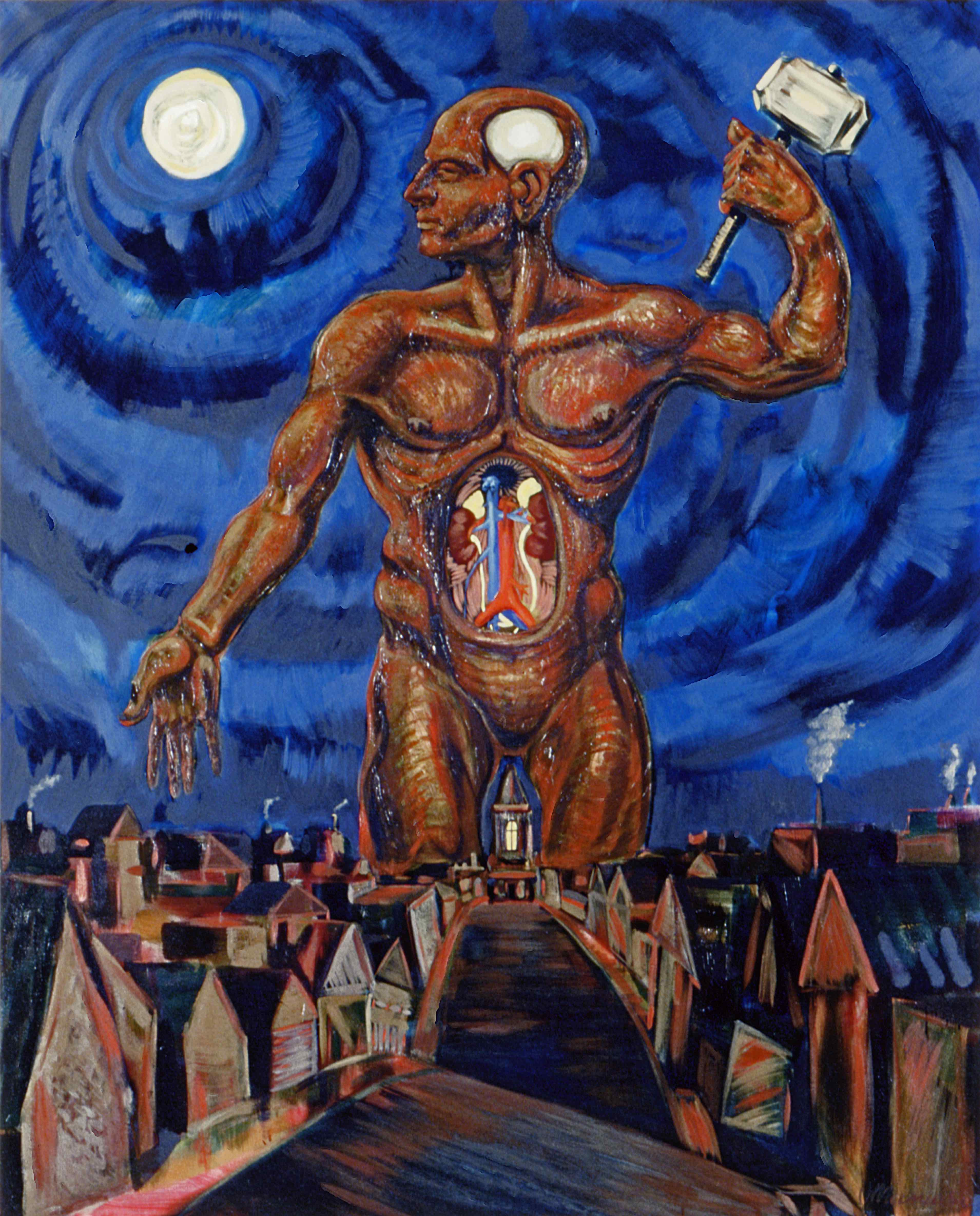 CADAVER MAN, painted by Vince Mancuso in 1990, oil on canvas, 6x4.5 feet. Available