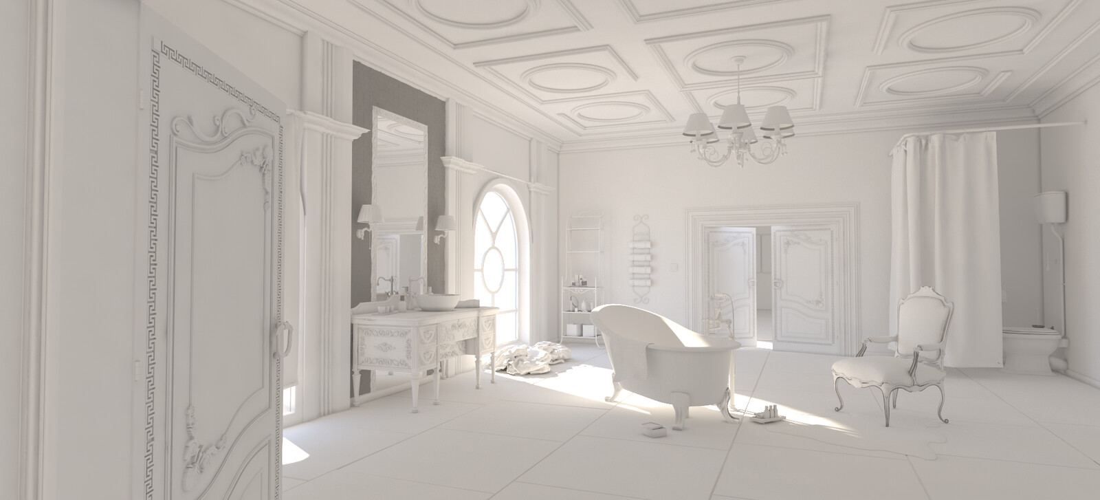 Bathroom in Boho style - ambient occlusion