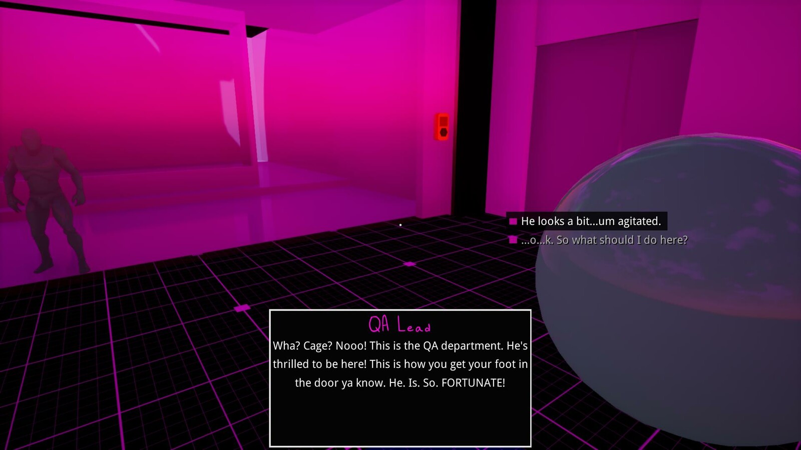 Playtesting area: QA Lead NPC