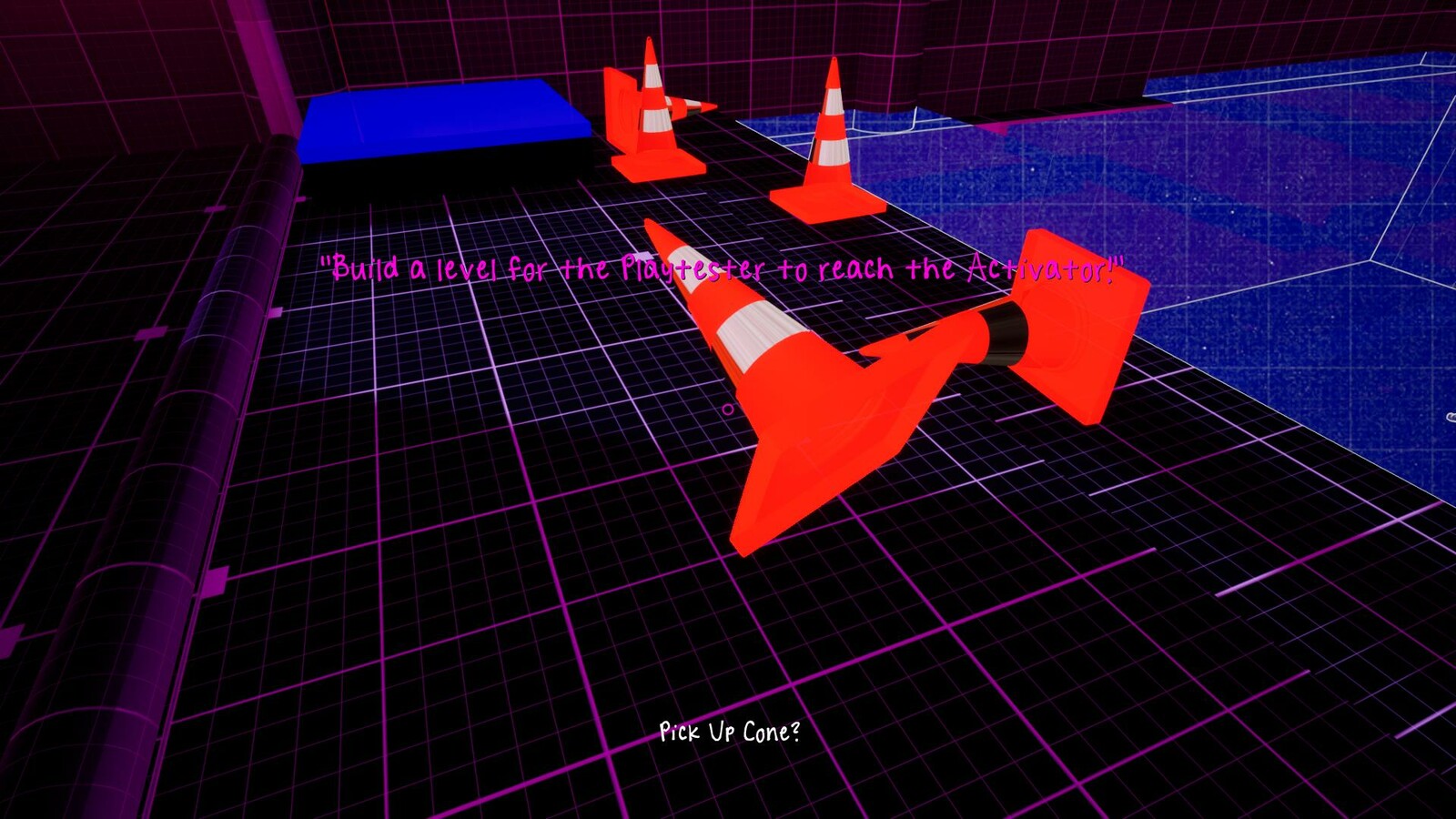 In the Playtesting area, the cones can be used to guide the AI to the write path by blocking the wrong path.