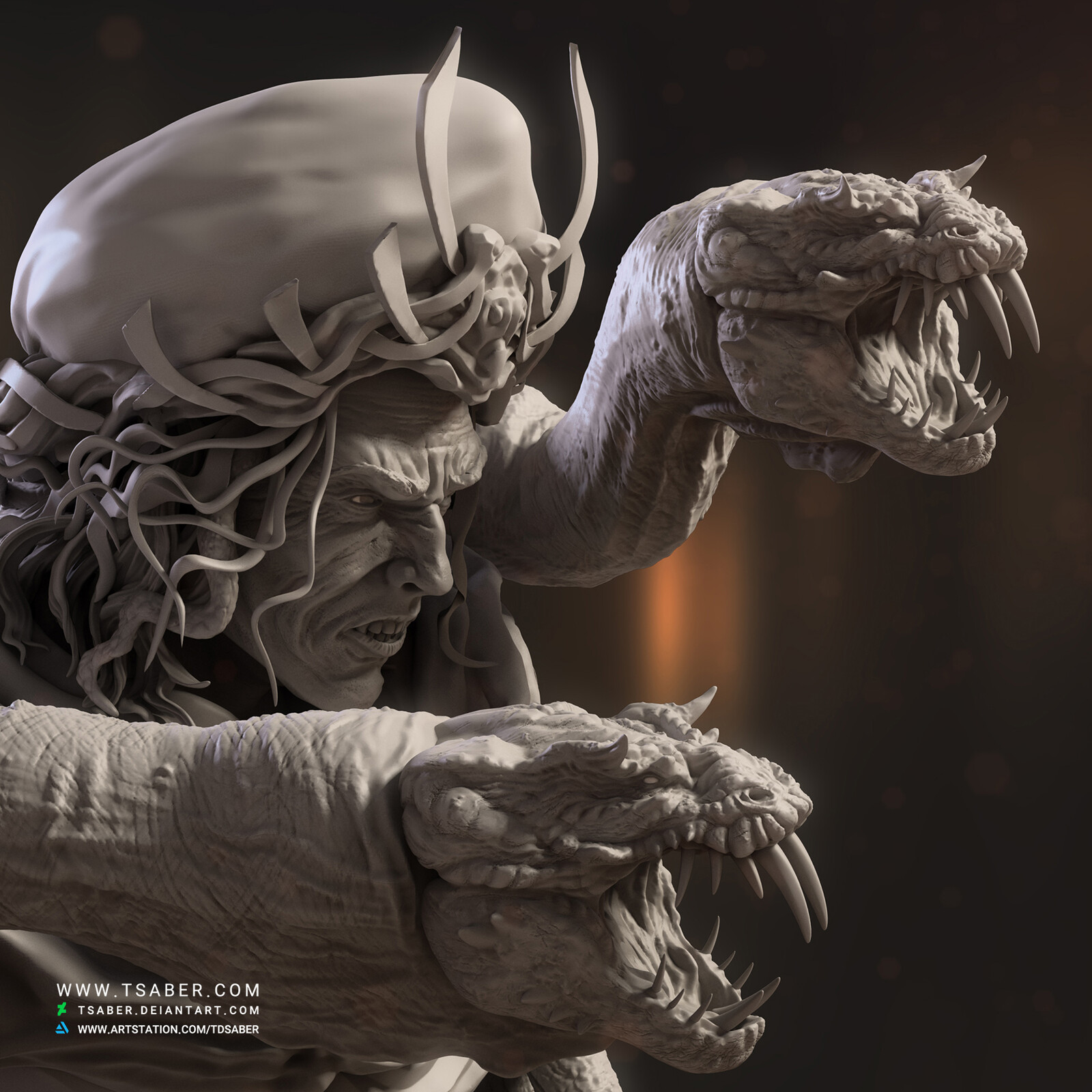 3d bust sculpture - Evil Lord  -  Zahhak - Cgtrader - Tsaber - Render shot 09