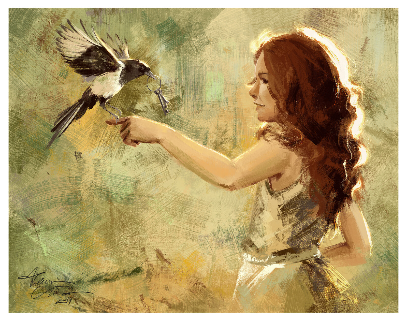 The little girl and the magpie