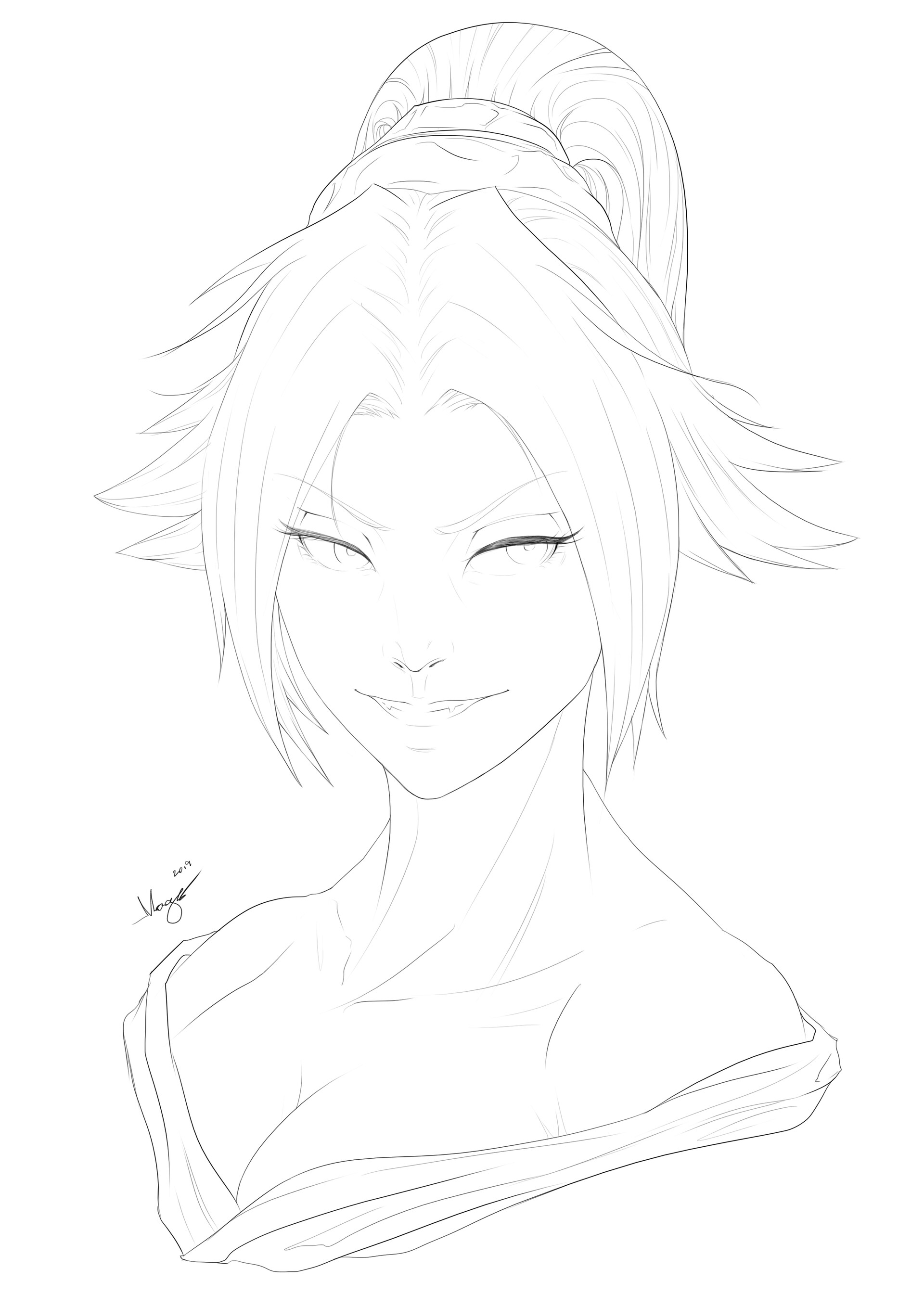 Artstation - Yoruichi Line Art - Bleach Anime