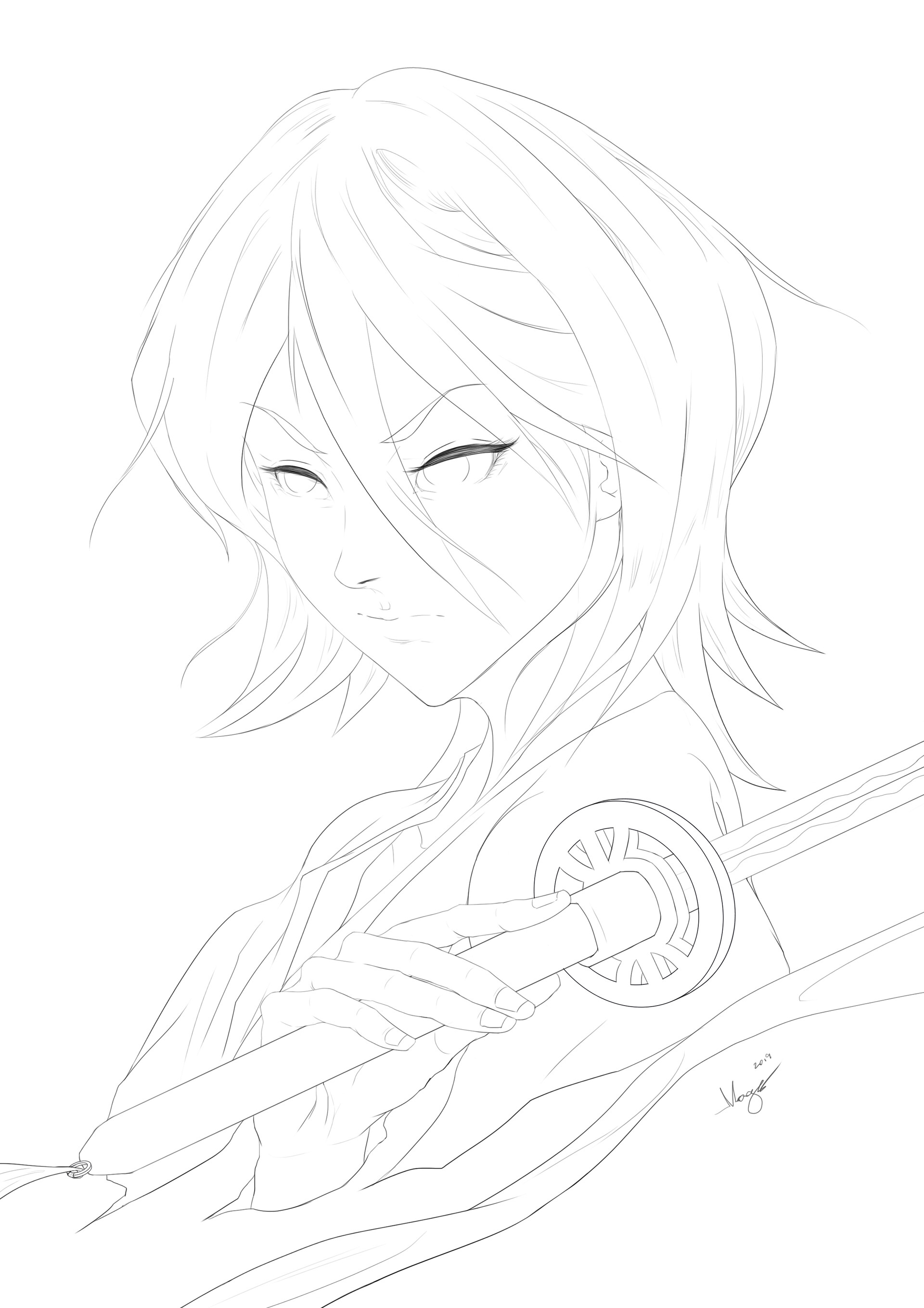 Gimo Lanot Rukia Lineart Bleach Anime,Continuous Line Drawing Flower Png
