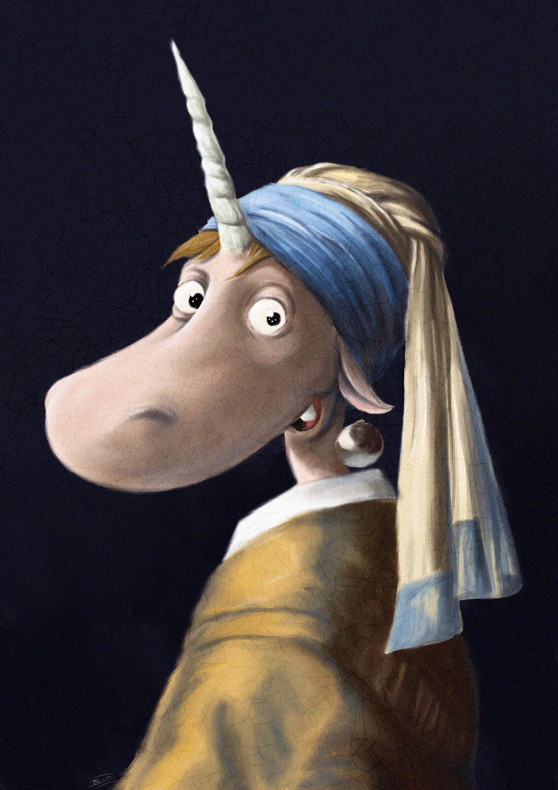 Unicorn with a pearl earring.