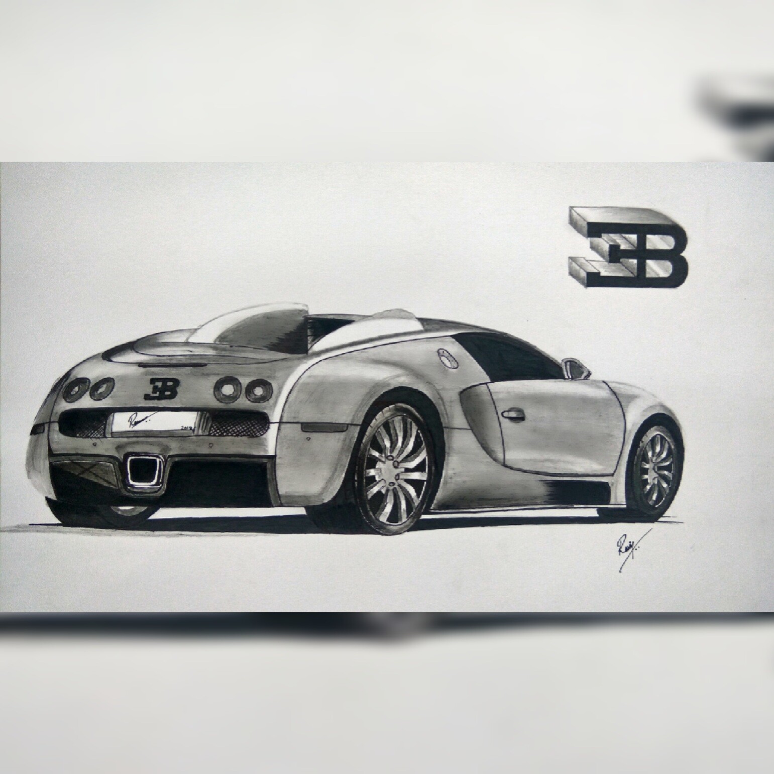 Artstation Bugatti Car Pencil Drawing Ravi Teja