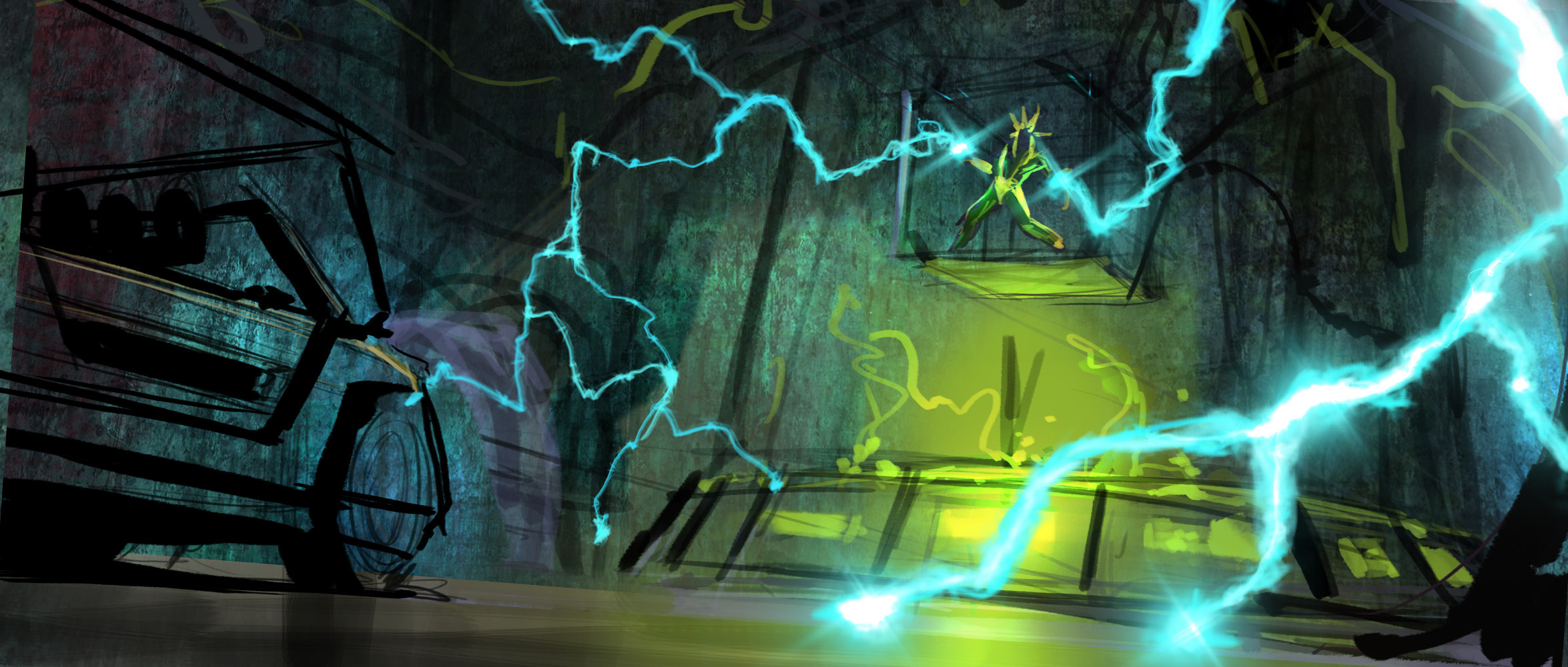 Another quick thumbnail. This one wasn't taken as far, so you get to see how I would lay an image like this out in the early stages. 