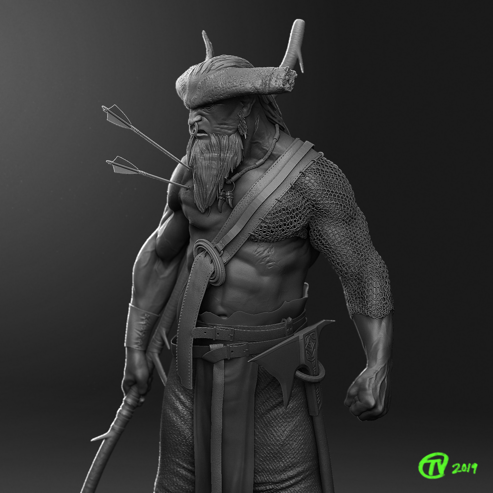 First Round sculpt and render