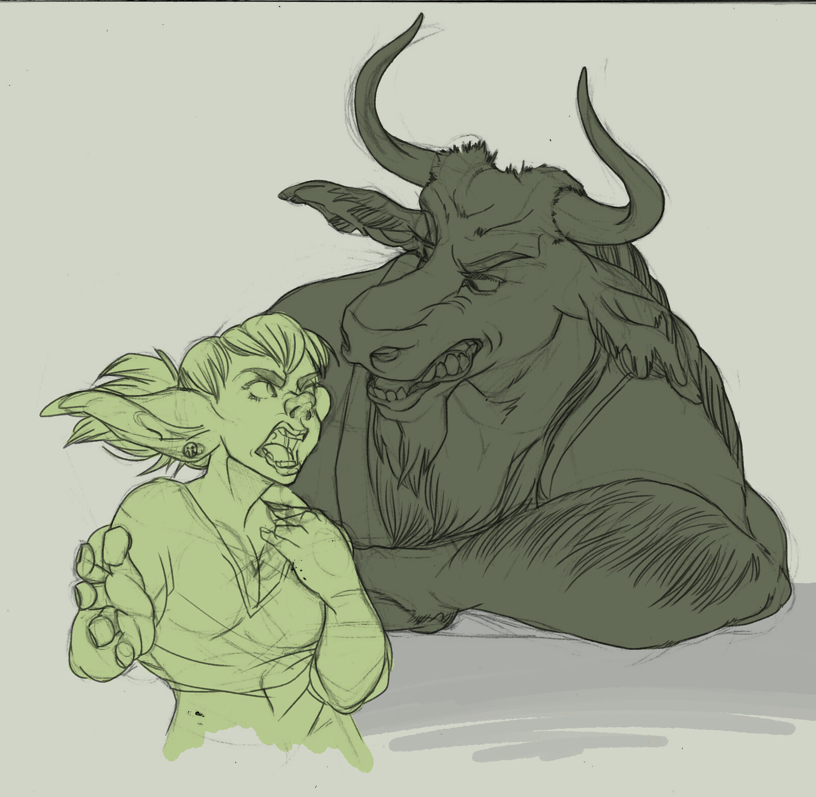 in-progress work of her arguing with her probably-boyfriend Quercolo