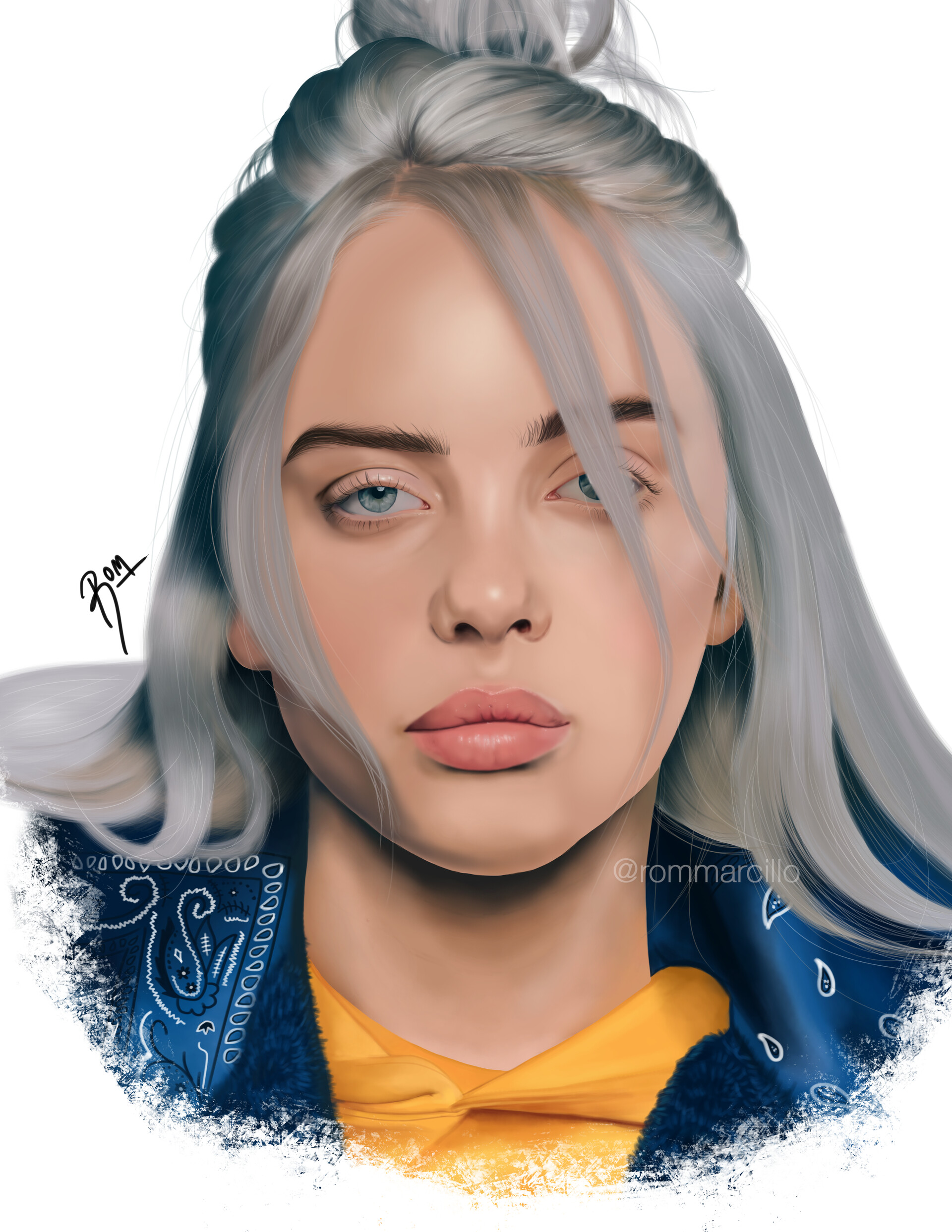 Artstation Billie Eilish Digital Illustration Romina Marcillo