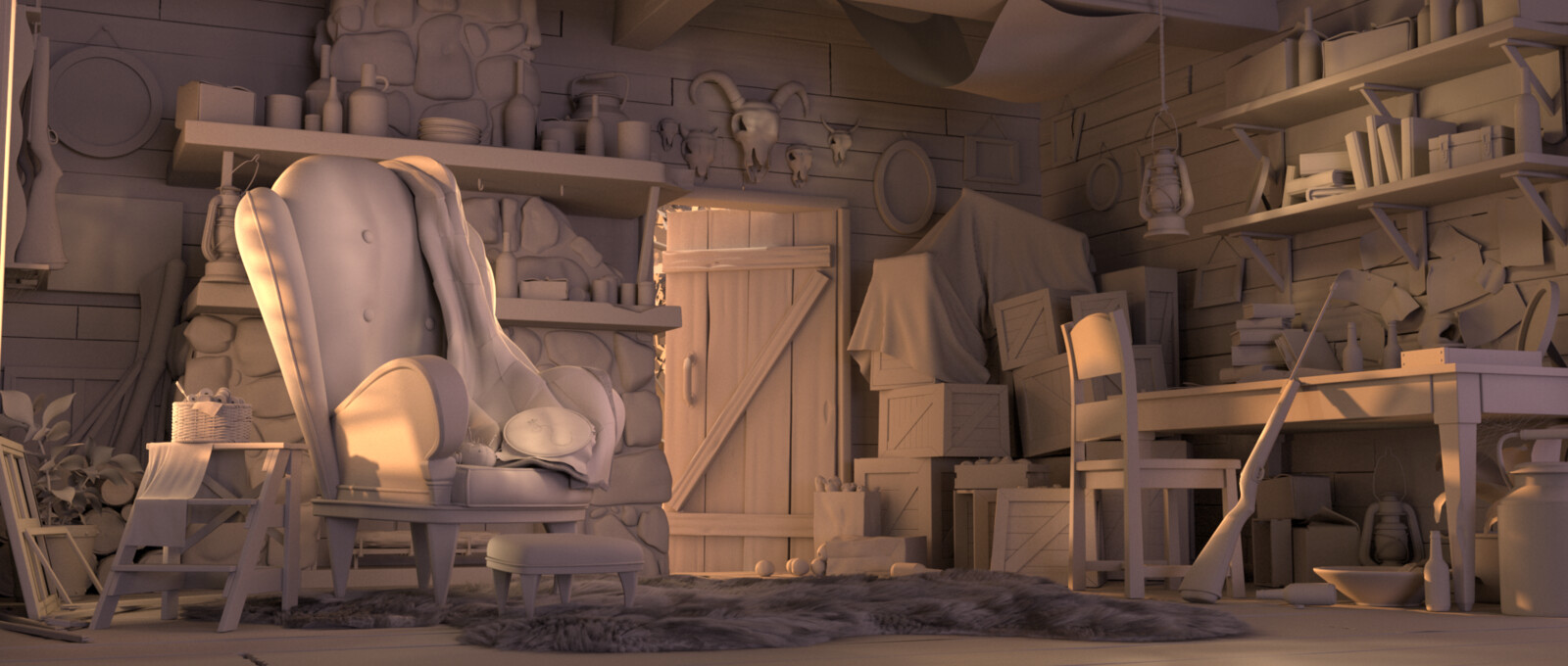 A gray render plus raw lighting