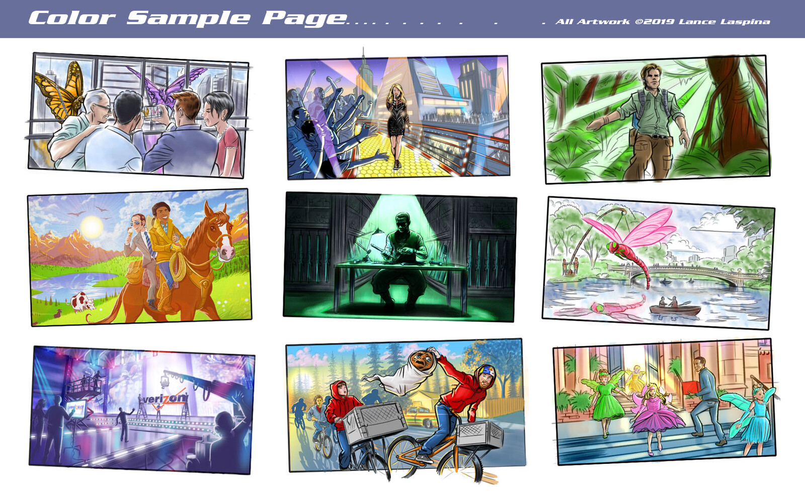 Color boards from commercials, TV openings, Video Games and Books.