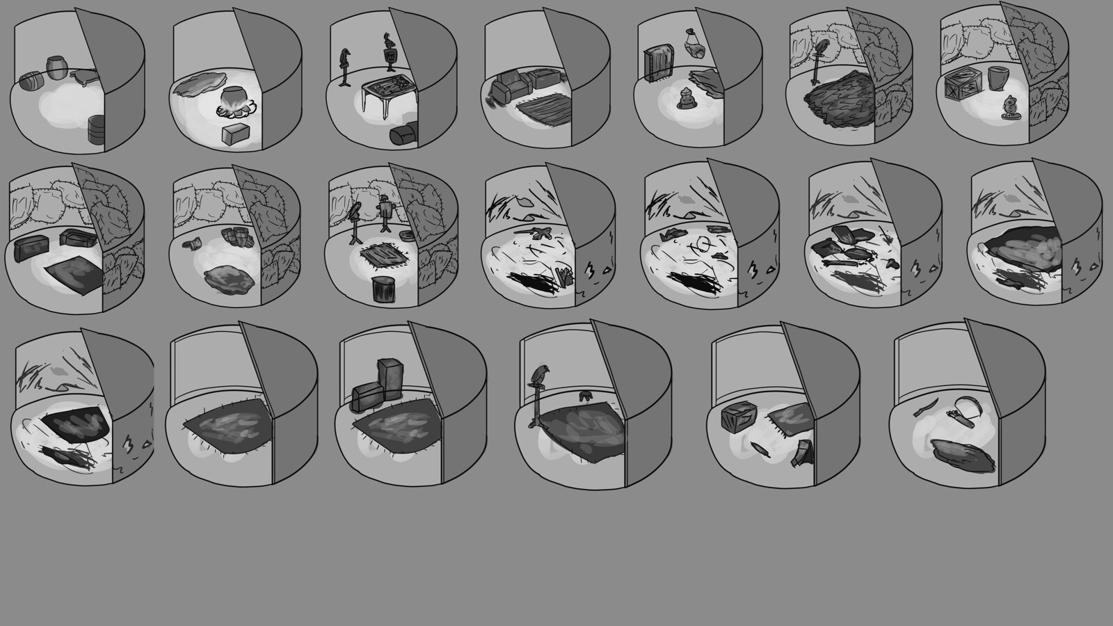 20 Thumbnails, each made quickly. I nearly ran out of time when I finished all of them.