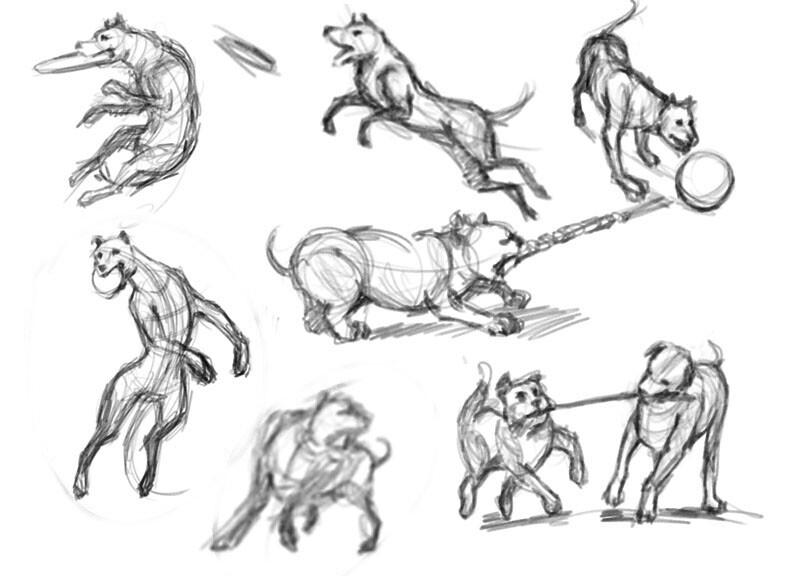 gesture drawing running dogs
