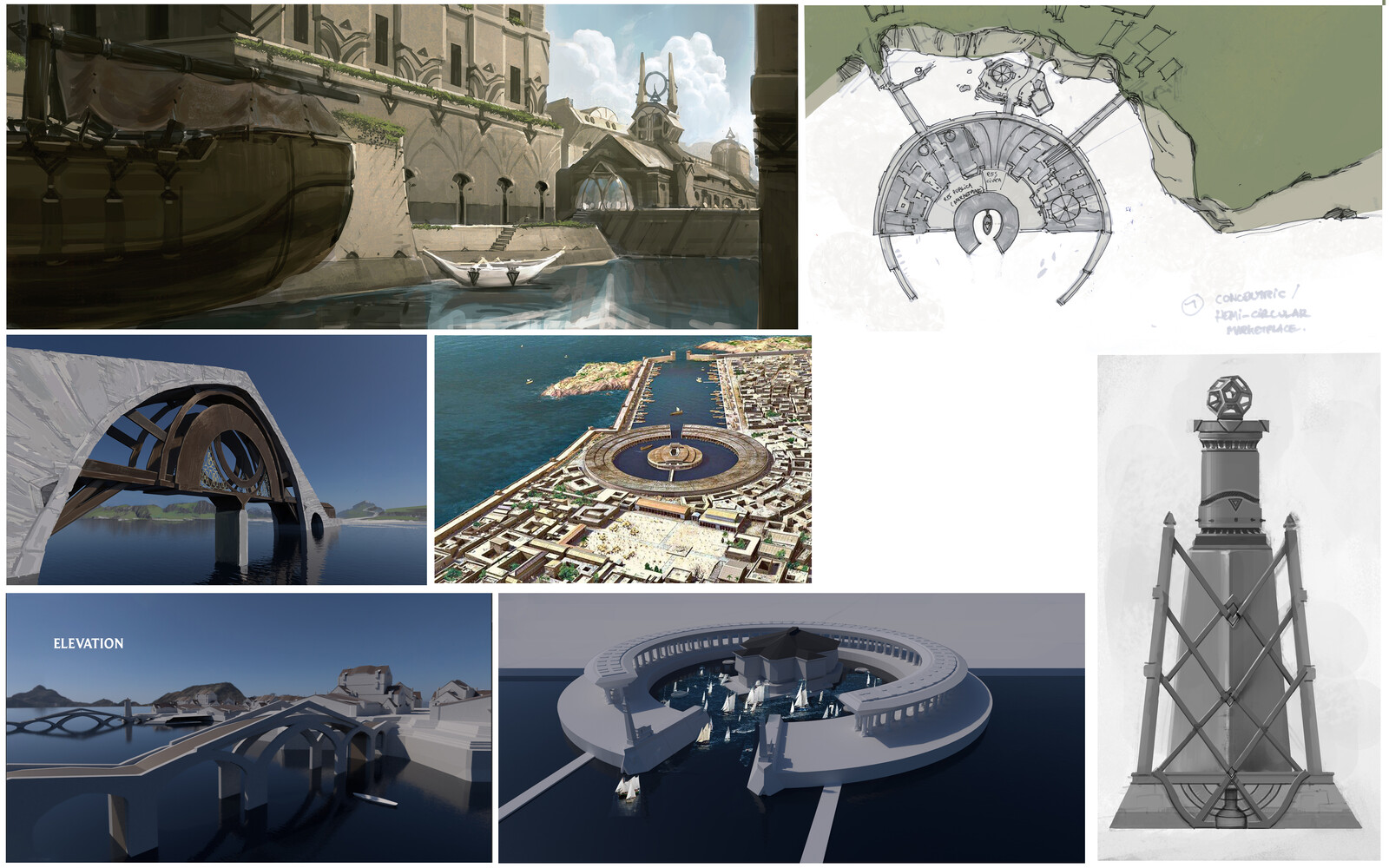 Early blessed Isles Shapes and mood Explorations.