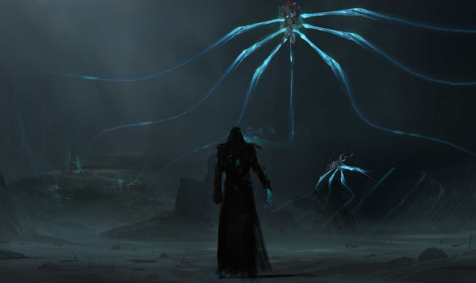 Nightmare exploration where the spiders are sucking life-force out of weak spirits and treasure hunters. Kind of like dementors.