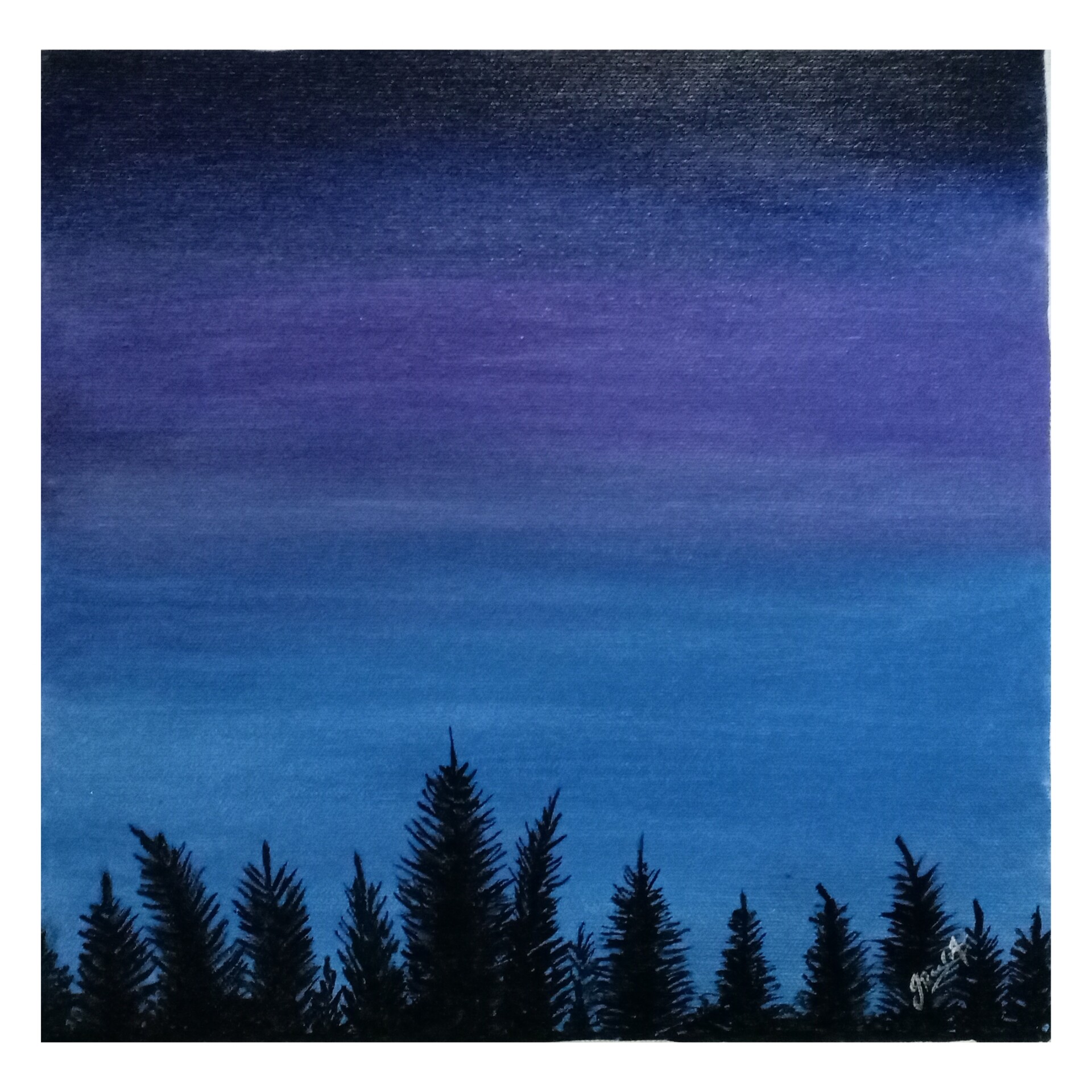 Artstation Nature Painting Purple Blue Sky Forest Greeshma Girish