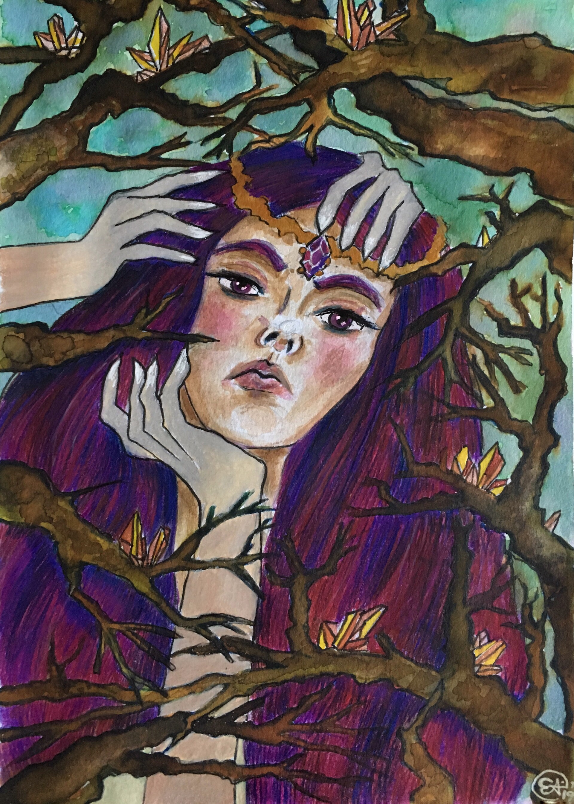Artstation Possessed Dark Forest Witch Fantasy Illustration
