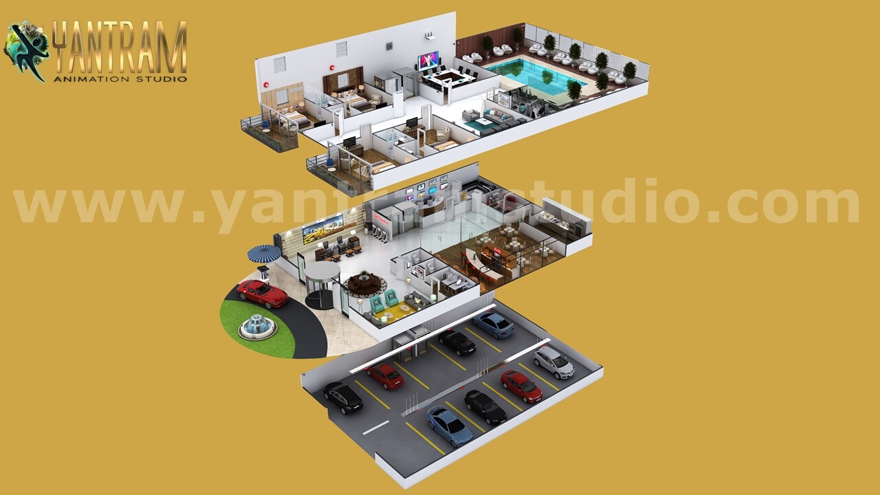 Artstation Contemporary 3d Interior Floor Plan Design By