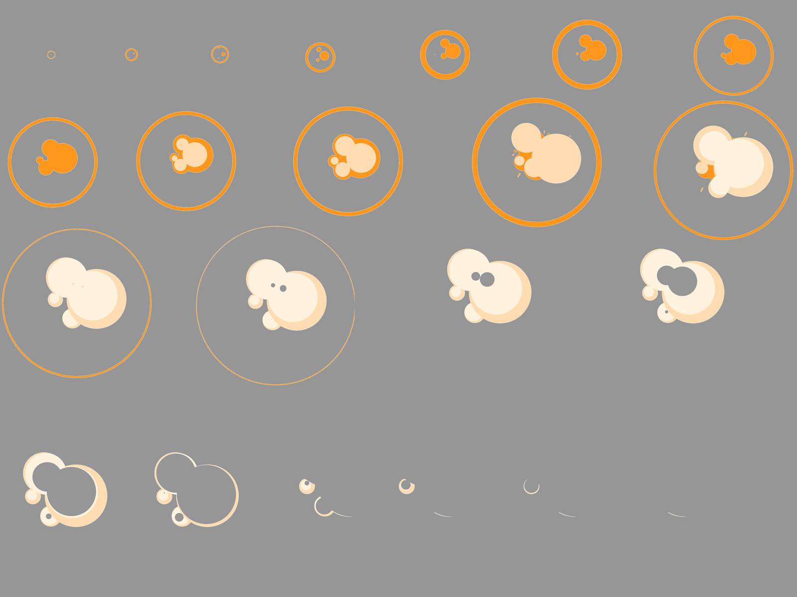 A spritesheet of the explosion. There are white lines bordering the explosions, but this is mainly due to a bad export from between animate and Photoshop.