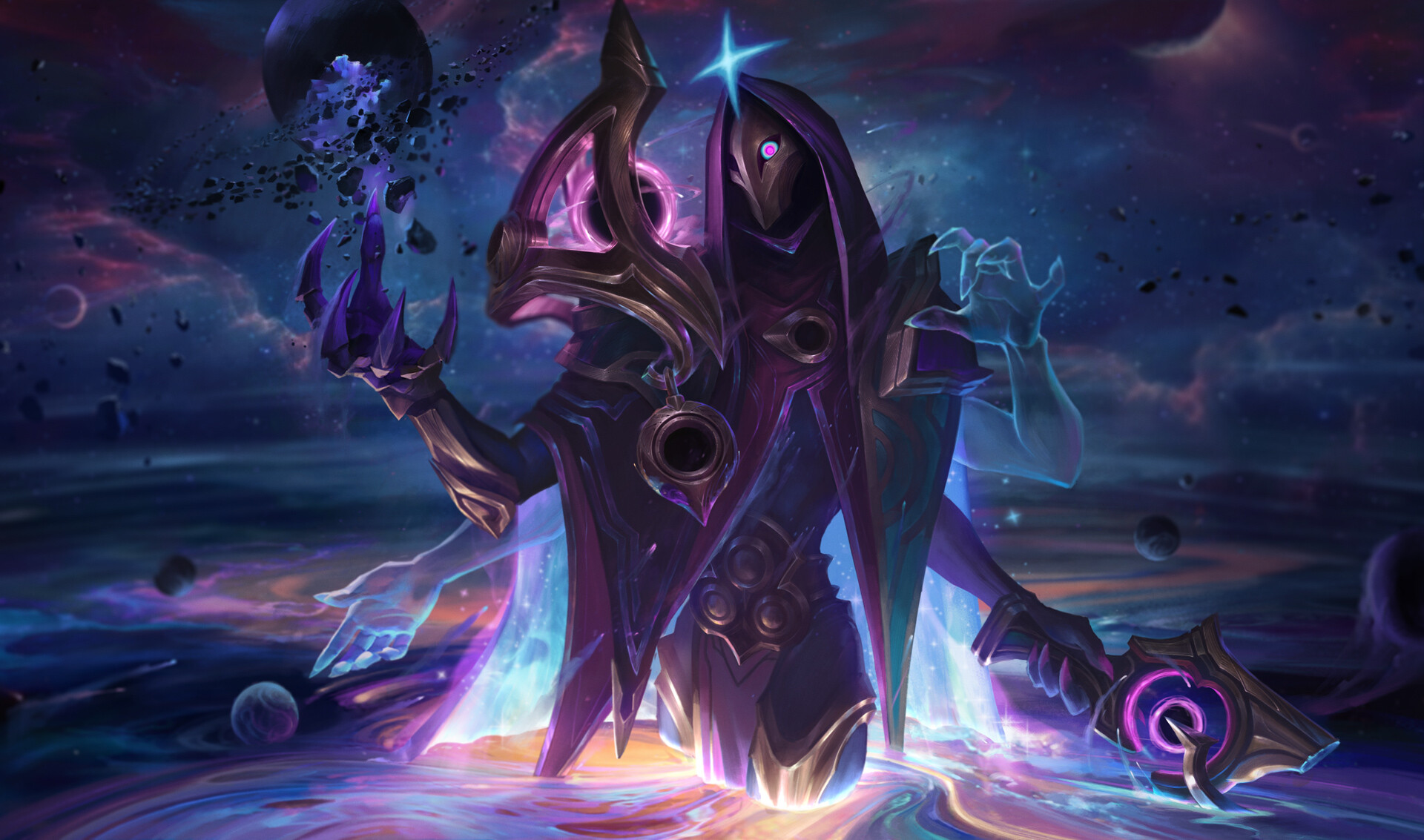 ArtStation - Dark Cosmic Jhin splash, Bo Chen