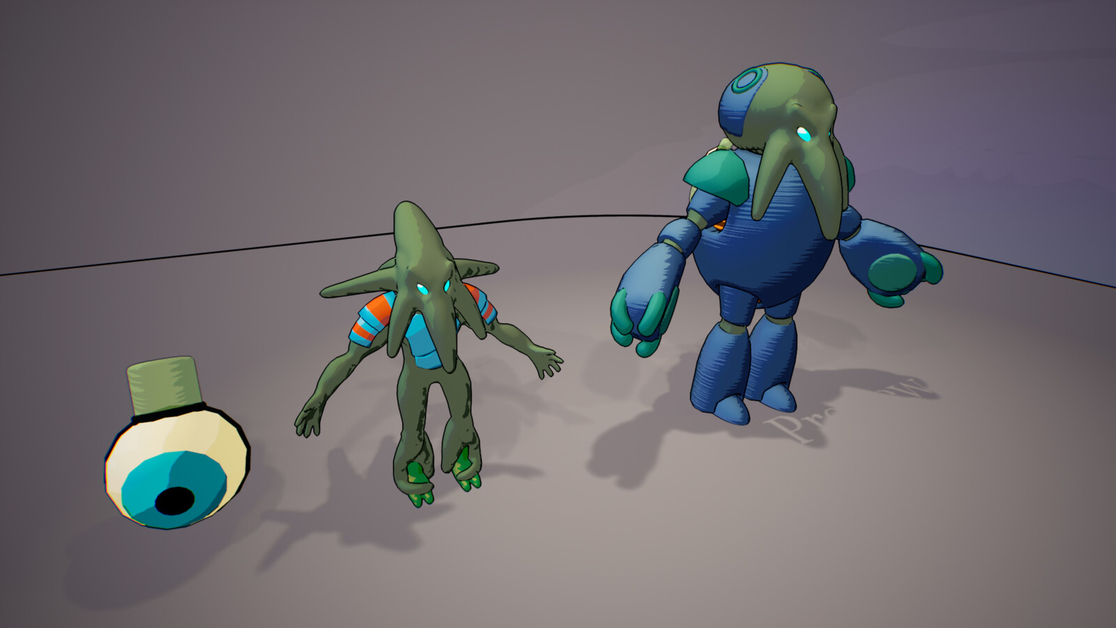 Enemy humanoid models are rigged for use by animators