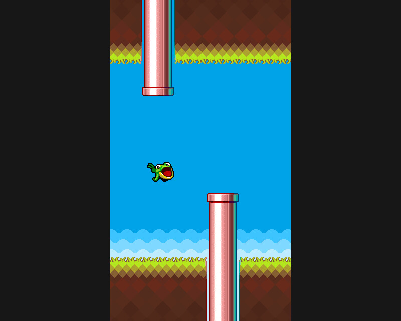 Mock-up of the Flappy Froggy game with updated graphics (2017)