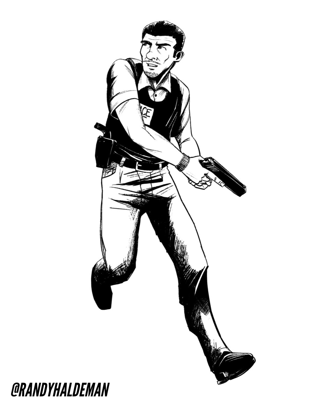 Agent Mejía inked sketch.