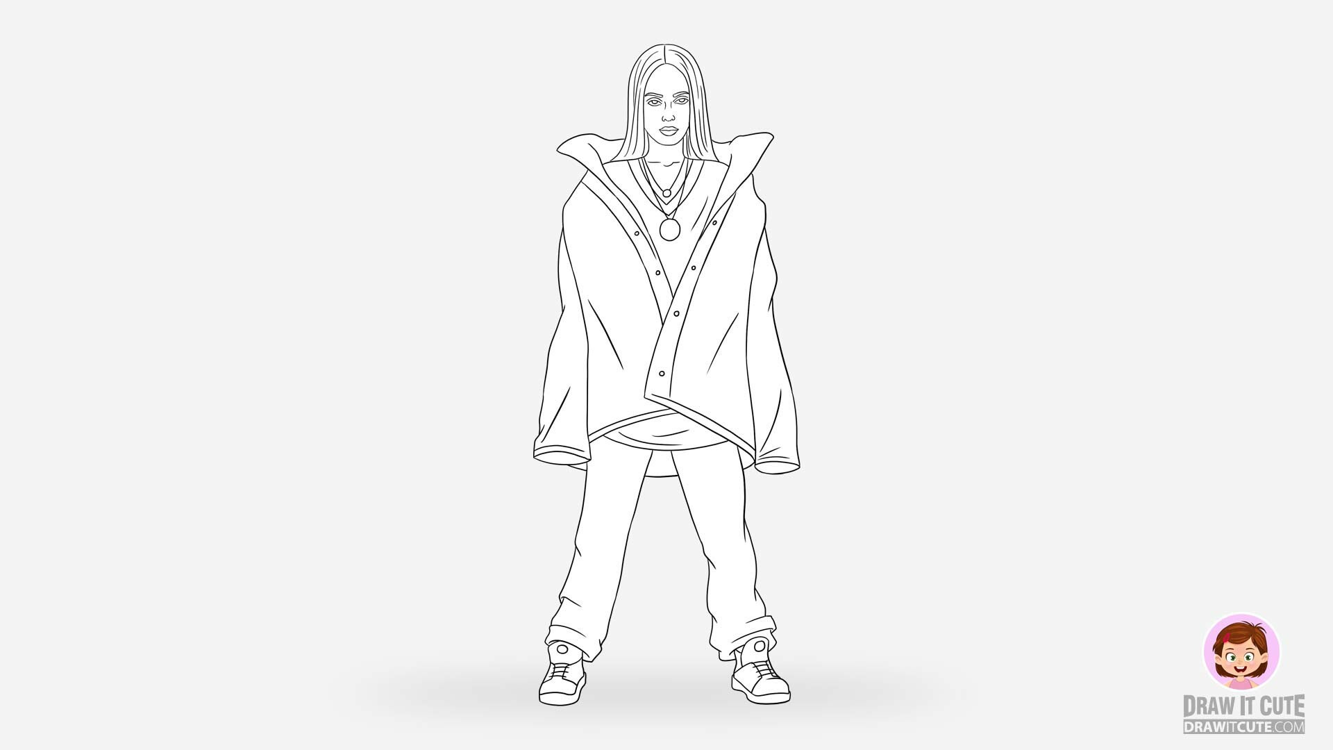 Artstation How To Draw Billie Eilish Bad Guy Full Body Step By Step Drawing Tutorial Drawitcute Com