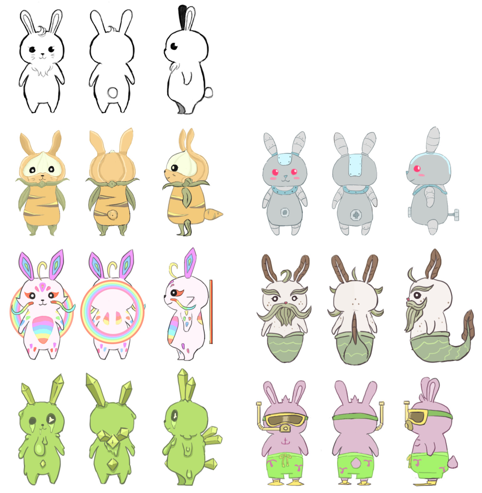 Collectible Bunnies concept.
Base bunny template by Ann Helen Lorensten.