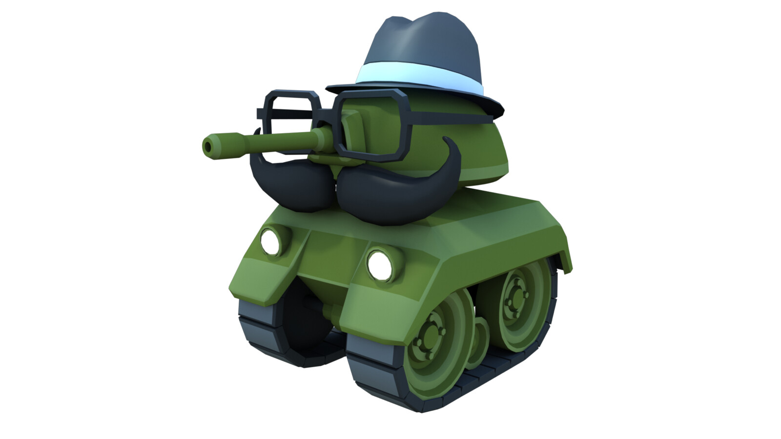 The "dome" tank modeling the "Hipster Asset Pack". Modeling a mustache for a tank is one of the more unusual things I've done professionally.

Mesh reduced using Modo
Texture created in Substance Designer
UVed (and textured) in Modo
Rendered in Modo