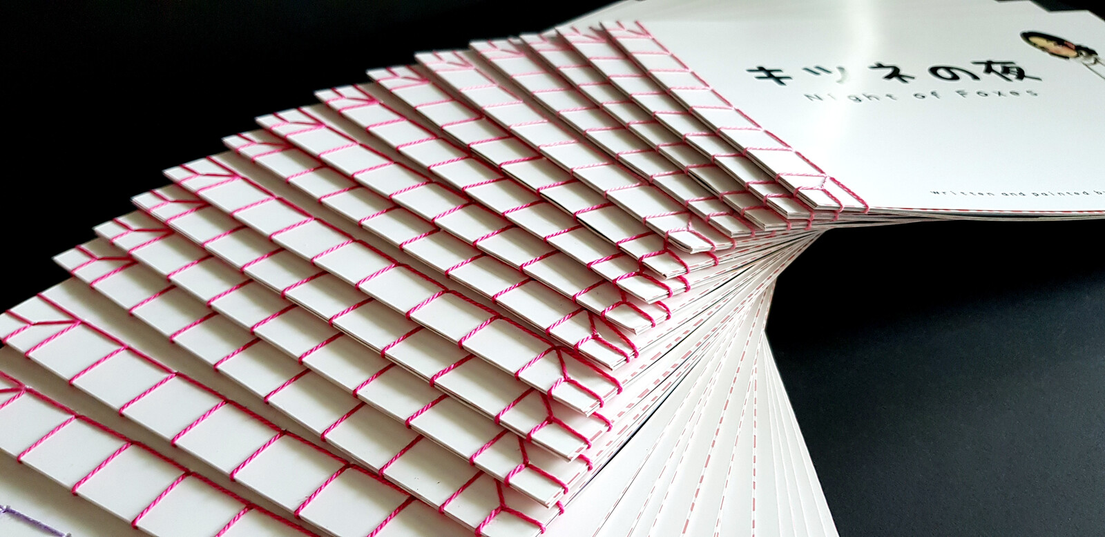 The books are hand bound with a traditional Japanese stab binding technique. It was printed on separate sheets in Japan and then bound by me back home in Sweden.
