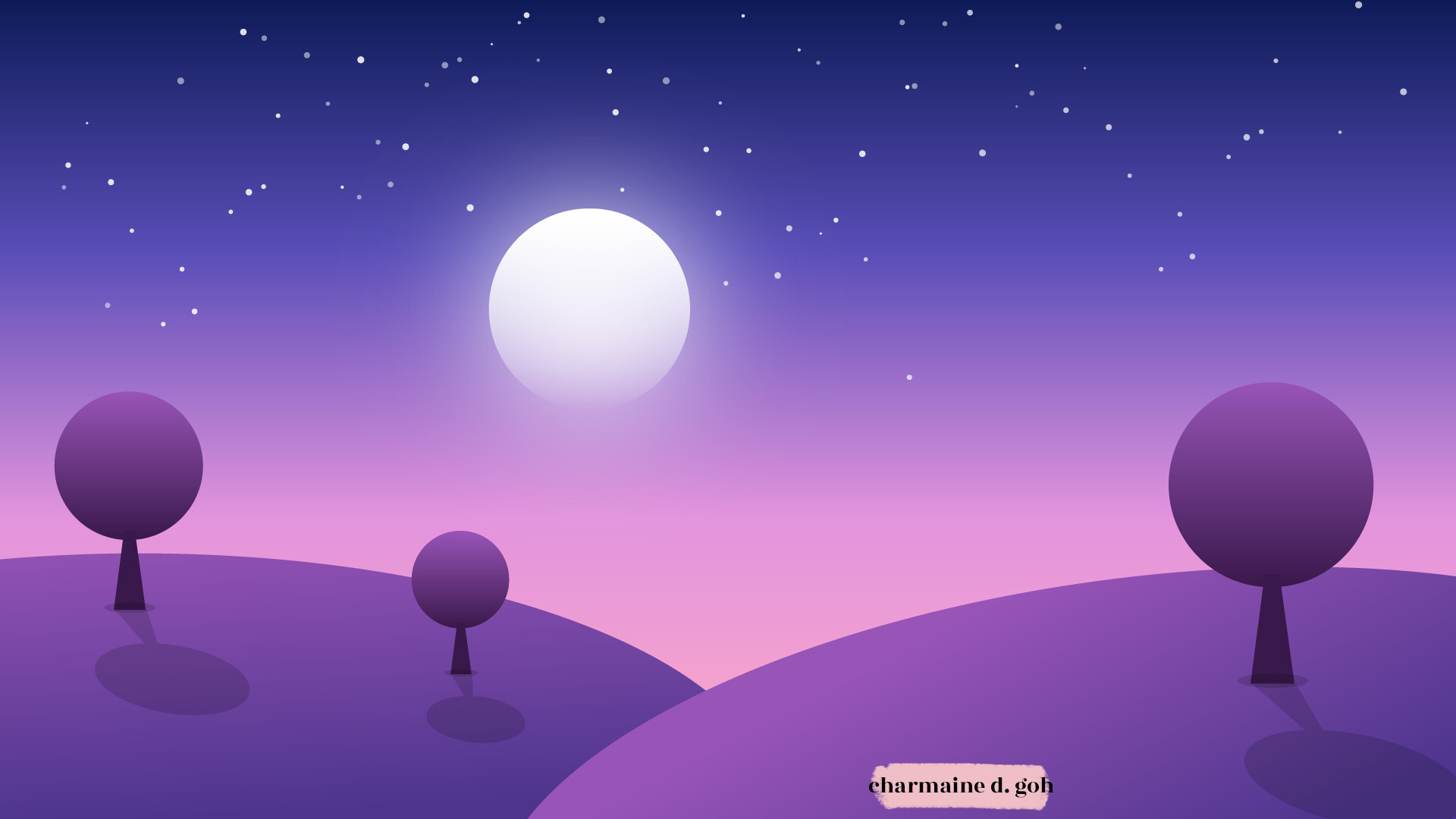 Artstation Night Sky Landscape Vector Illustration Charmaine Goh,Logo Crown Png Black Background