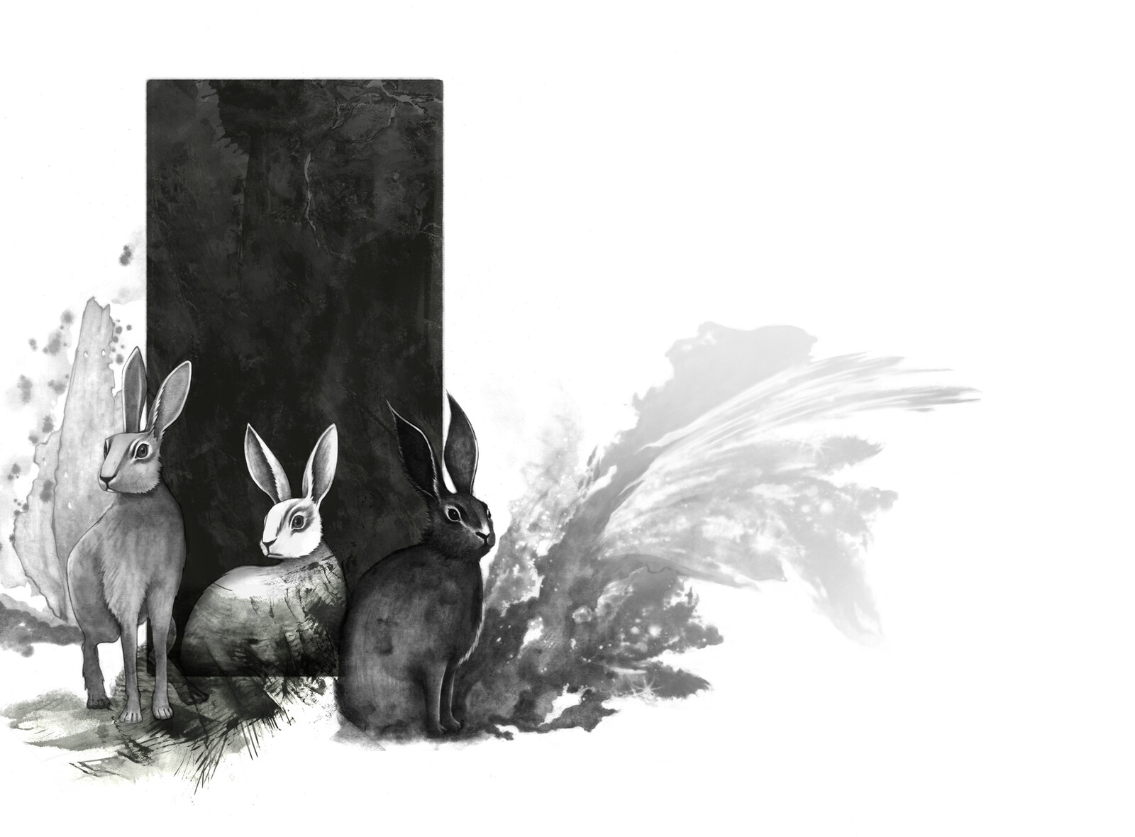 The Maniae (Manifestations of manic symptoms) I used three hares as symbols for a lot of reasons. I can't fit it all into this image caption though.