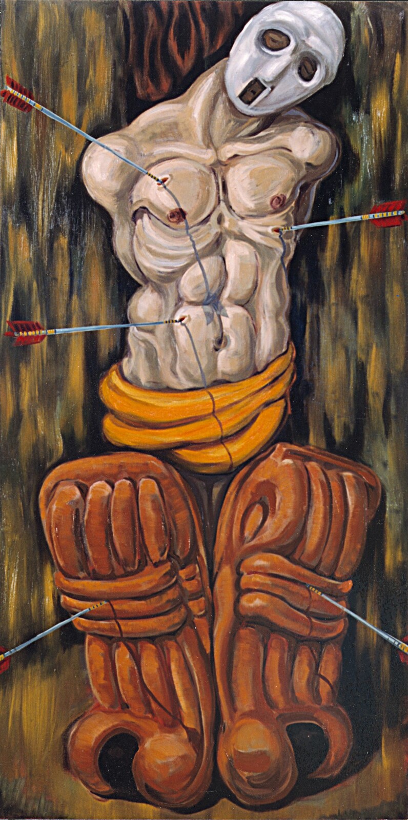 ST SEBASTIAN oil on canvas 6X3 feet, 1992, private collection.