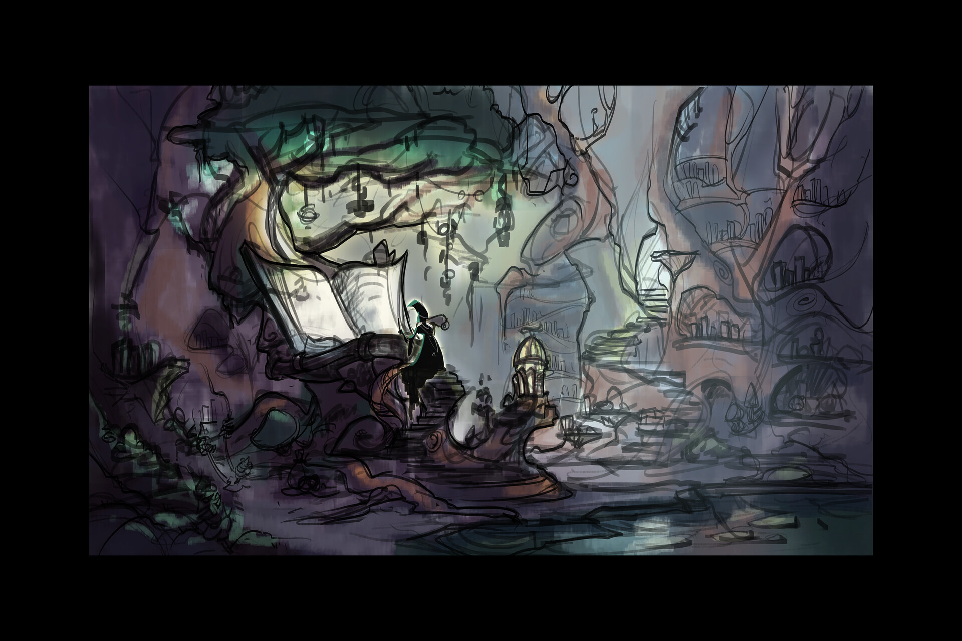 Environment concept art, Vis Dev - Merlin's Cave