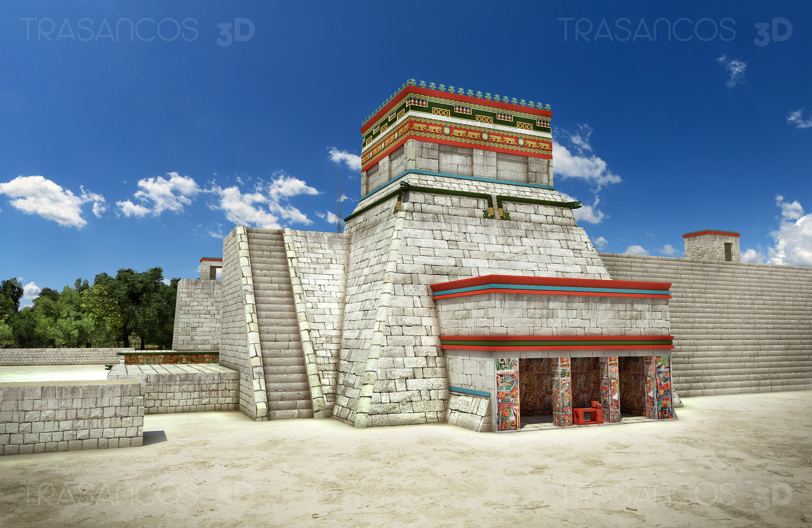 Temple of Jaguar over the Ball Game court in Chichen Itza.
Modeled in collaboration with:
- Alejandro Soriano