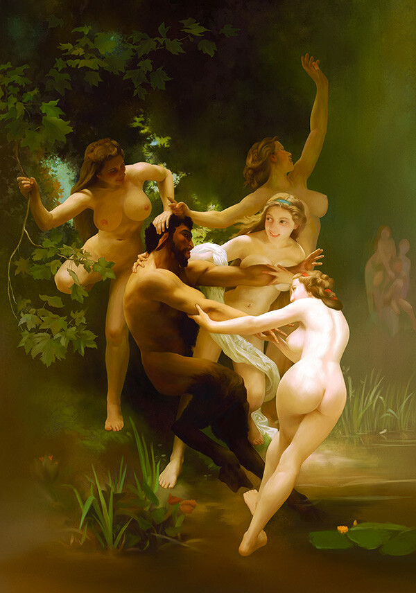 Nymphs and Satyr study, Frits Bonjernoor.