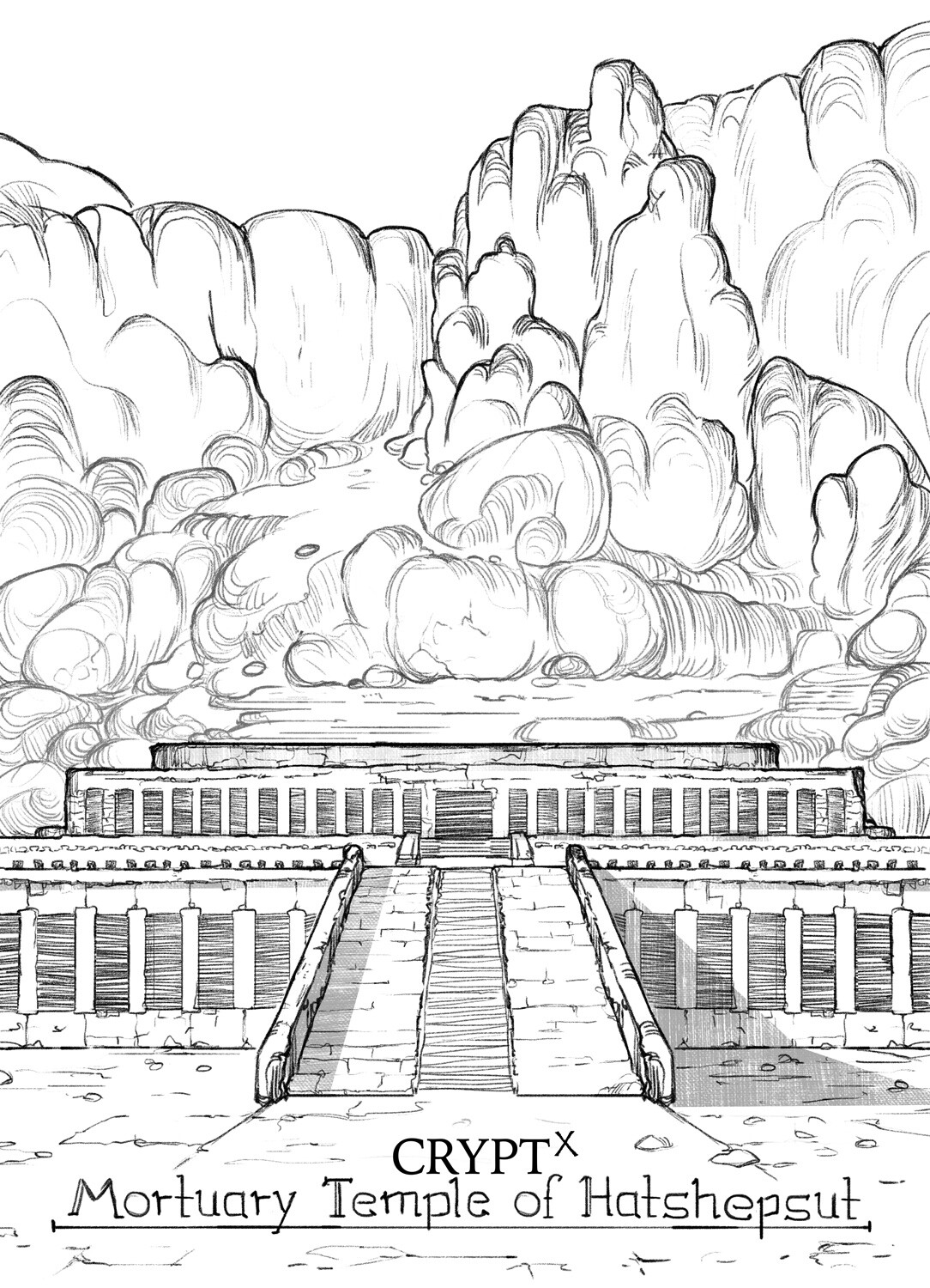 Schematic Drawing Of The Funerary Temple Of Hatshepsut