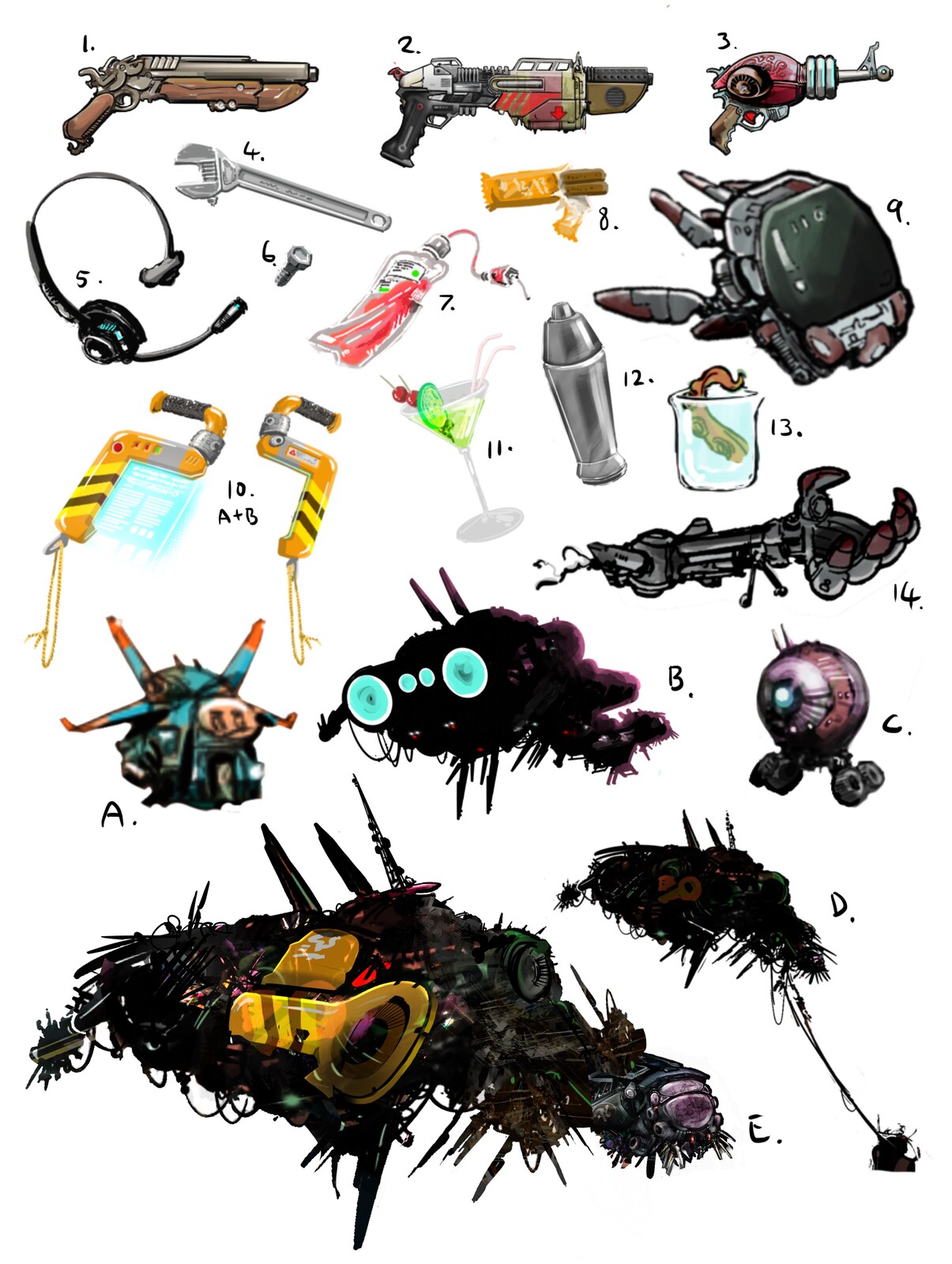Various Ship and Object Concepts and Prop Art.