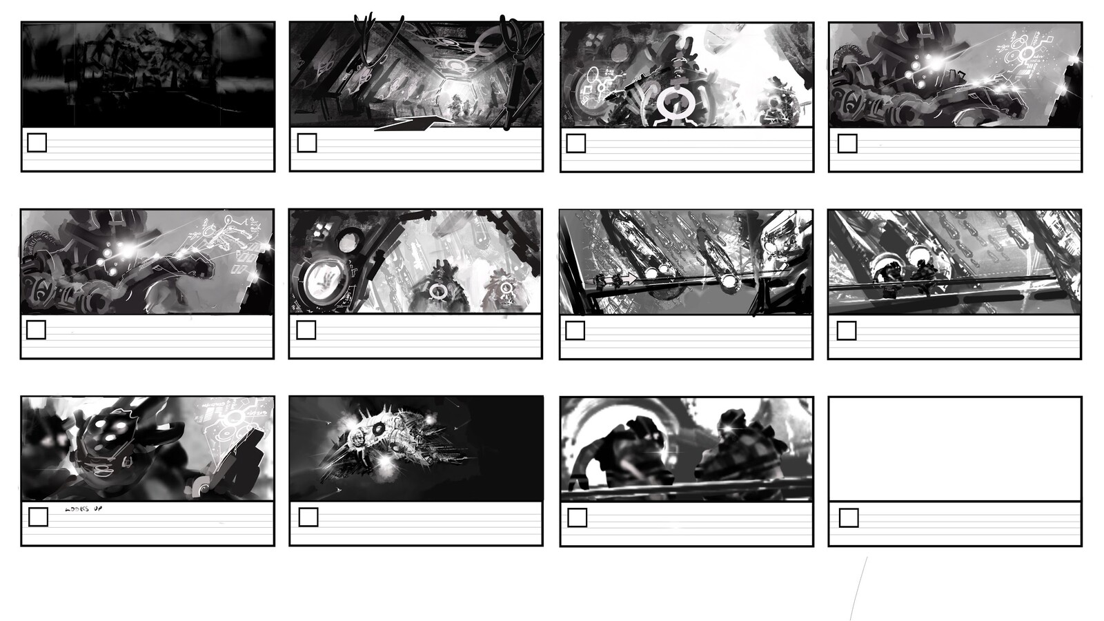 Storyboard of the first sequence of the screen play...