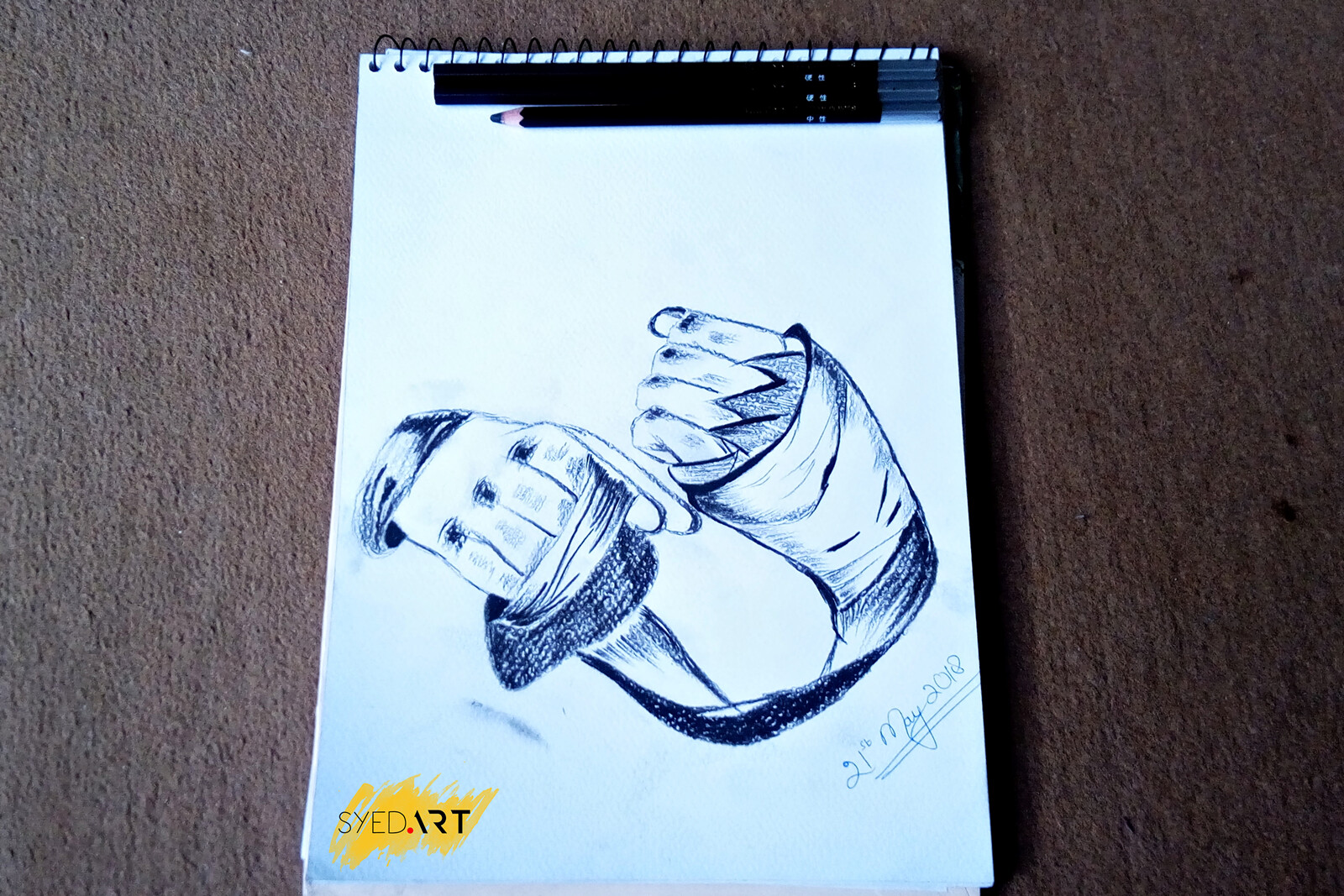 Artstation Boxing Wraps Charcoal Pencil Drawing Syedart Syed