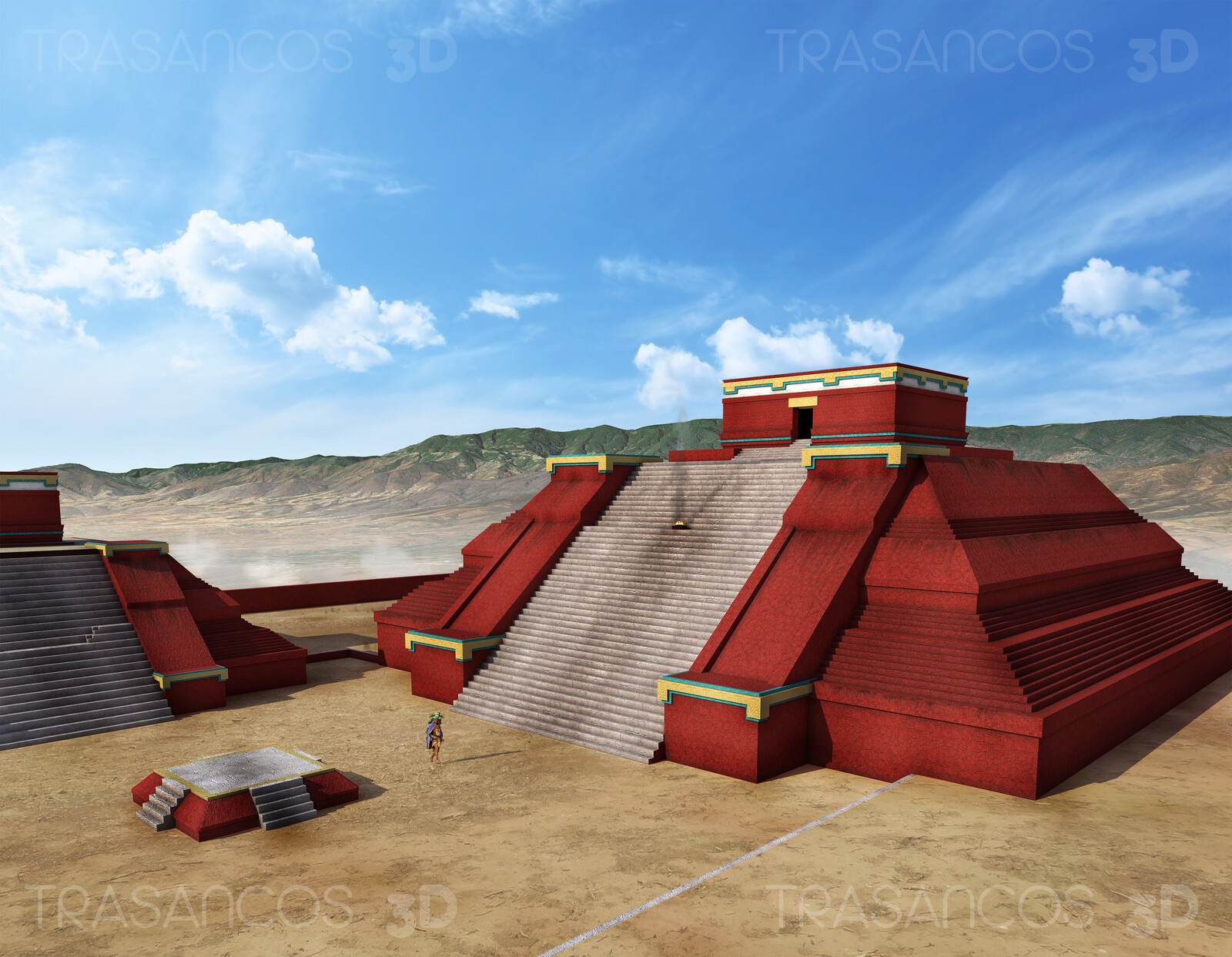 View of the temples in the South Platform of Monte Albán.
Modeled in collaboration with:
- Carlos Paz