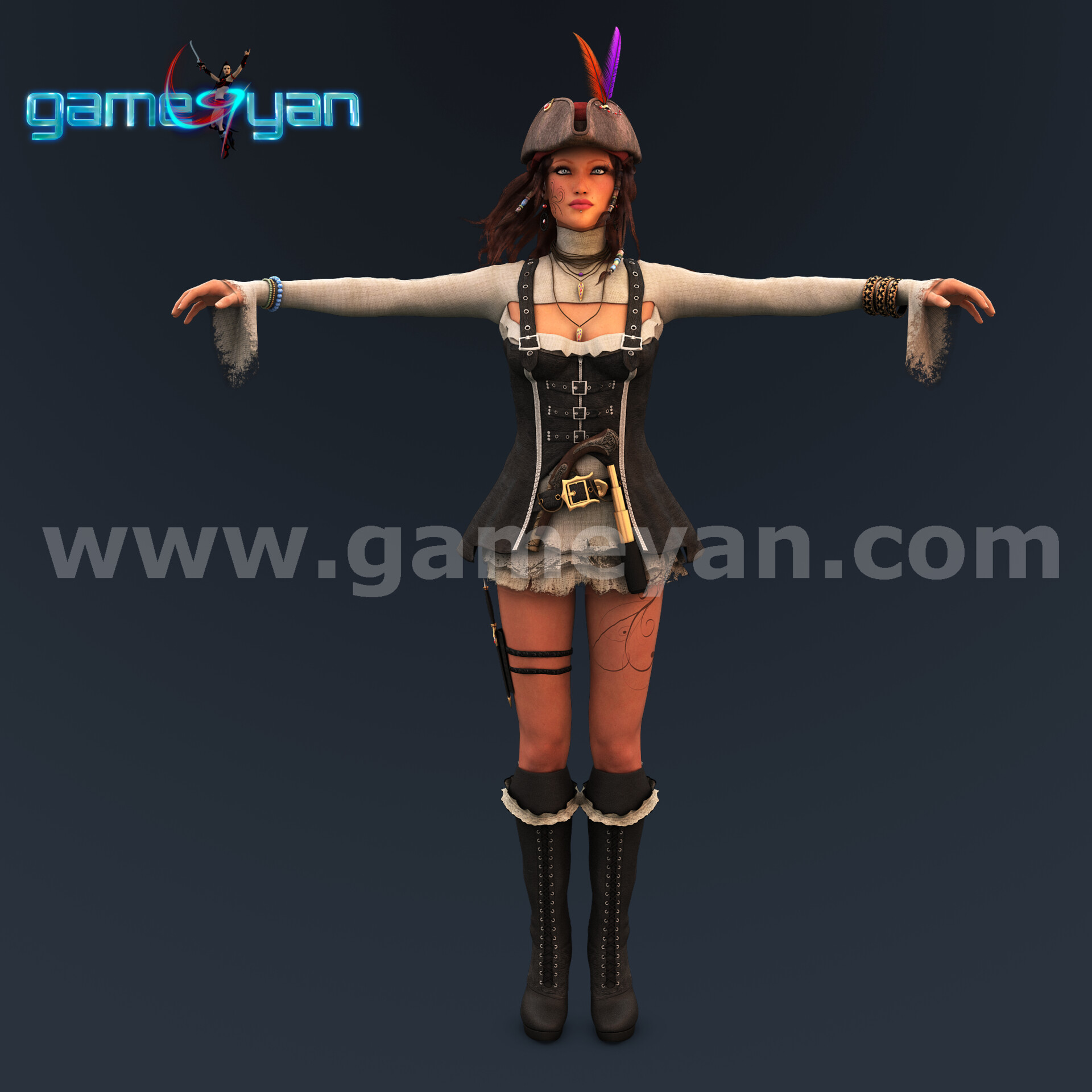 ArtStation - Angela 3D Woman Pirates Character Rigging by Animation Movie  Production Companies