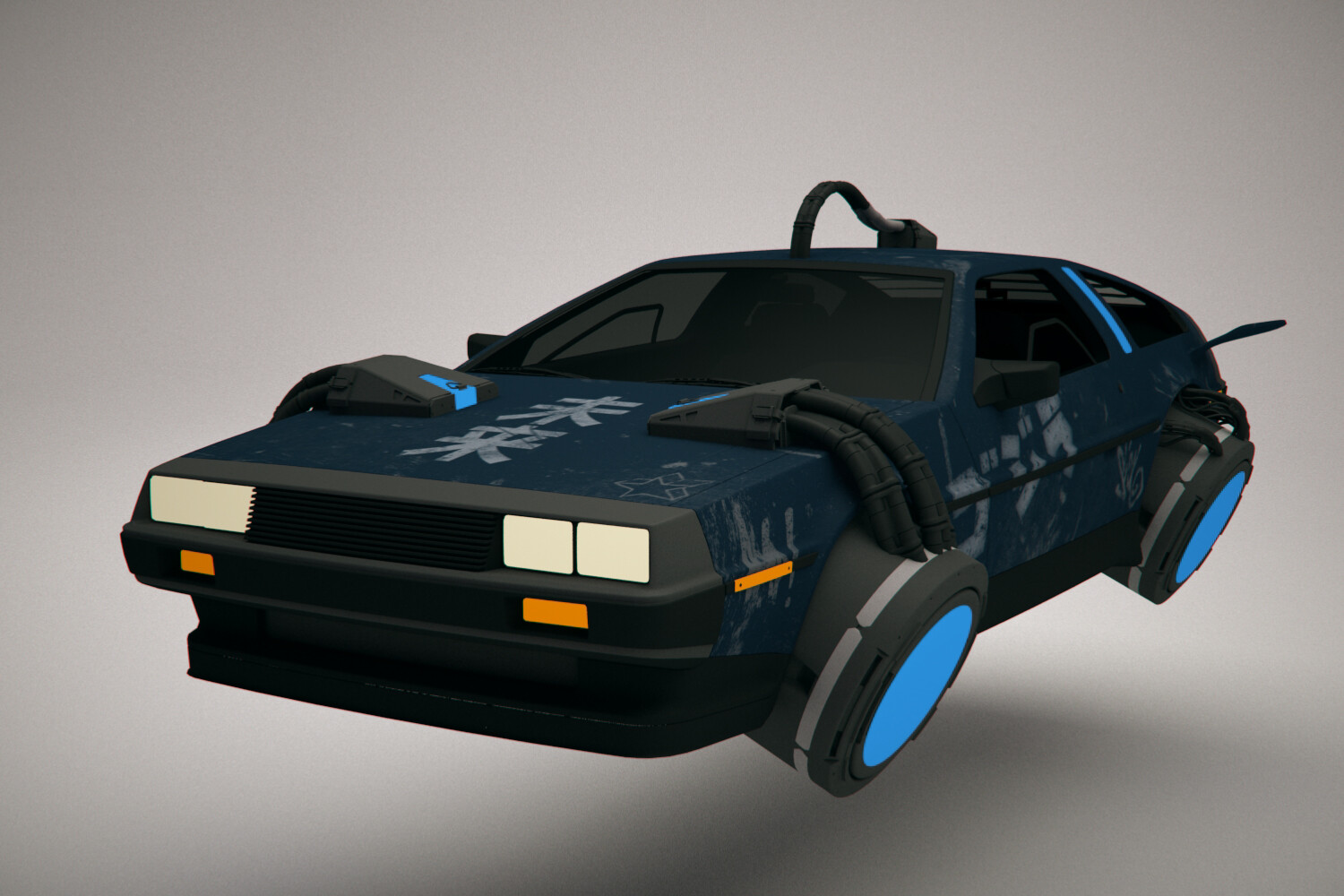 Artstation Cyberpunk Flying Car Delorean Nicola Piovesan