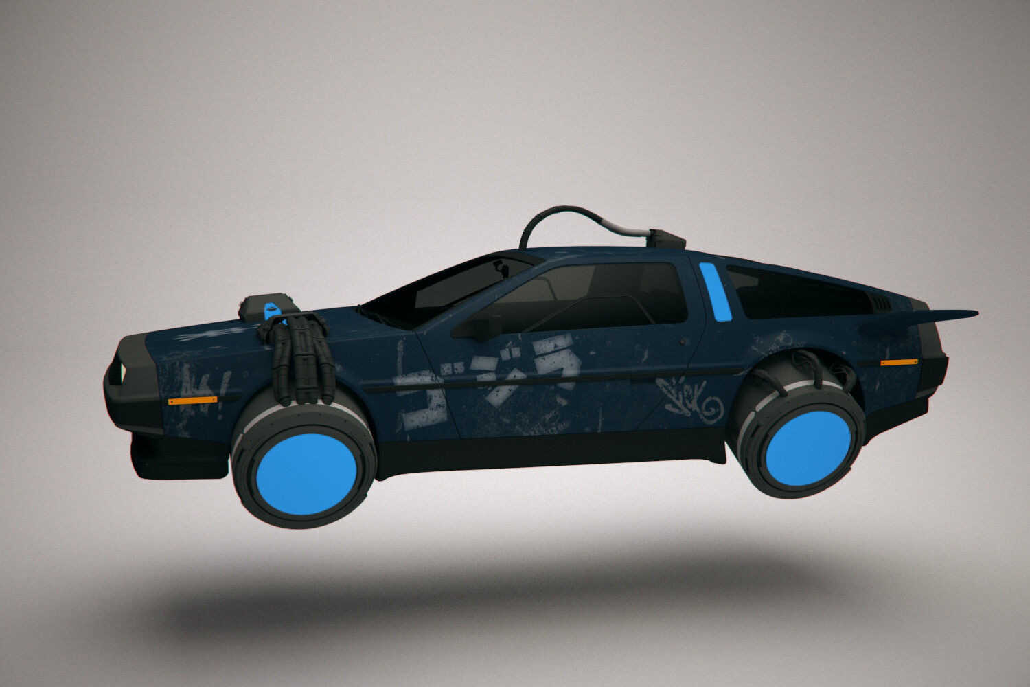Nicola Piovesan Cyberpunk Flying Car Delorean